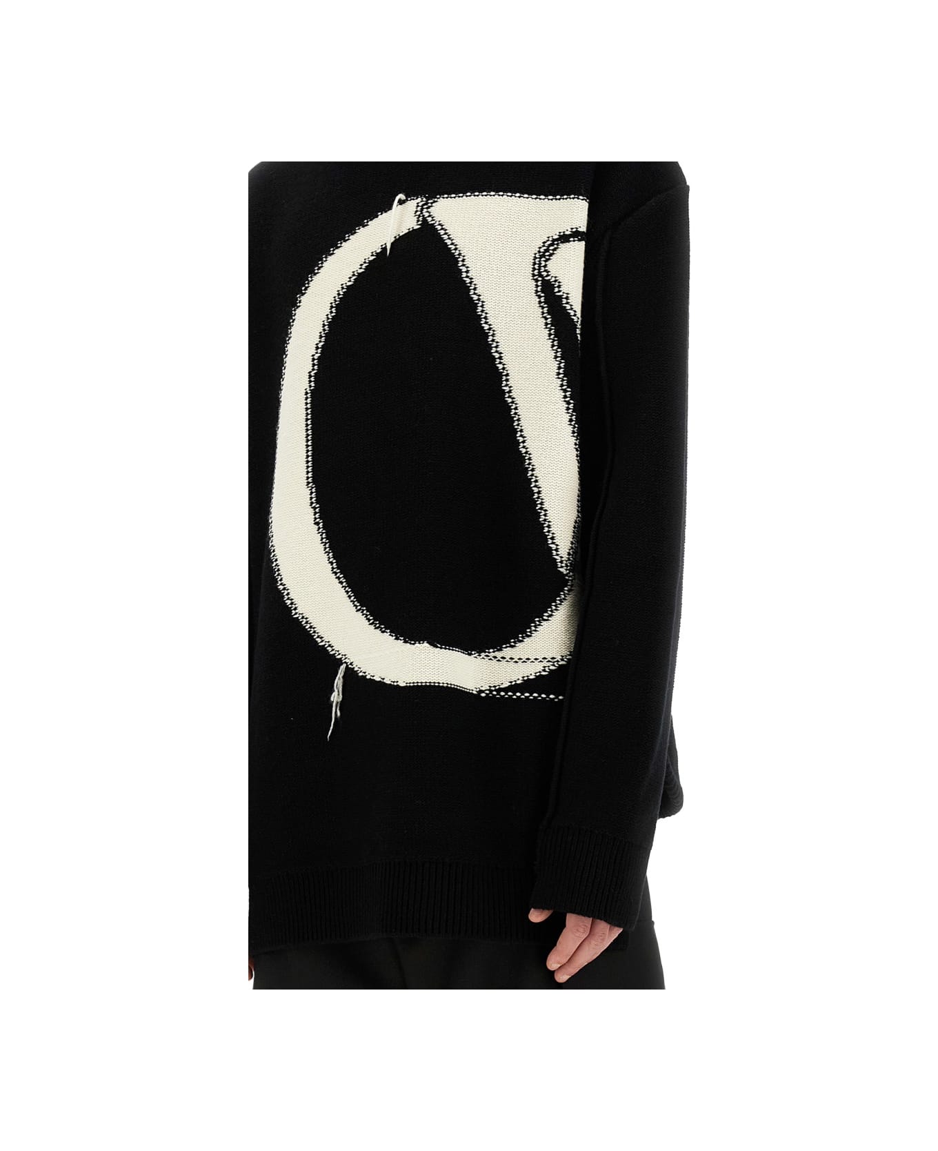 Off-White Jersey With Maxi Logo - BLACK