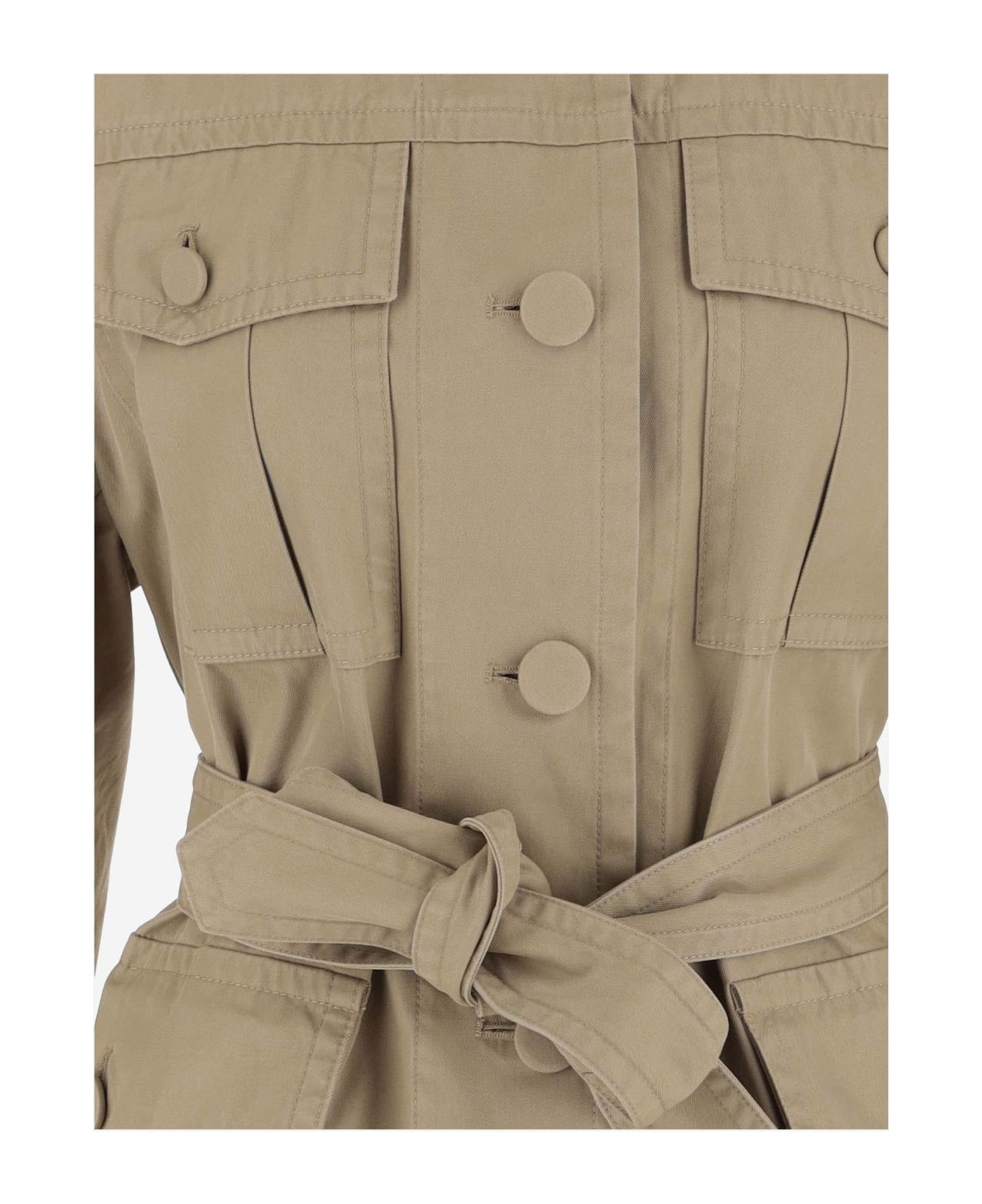 Dries Van Noten Cotton Jacket With Belt - Beige
