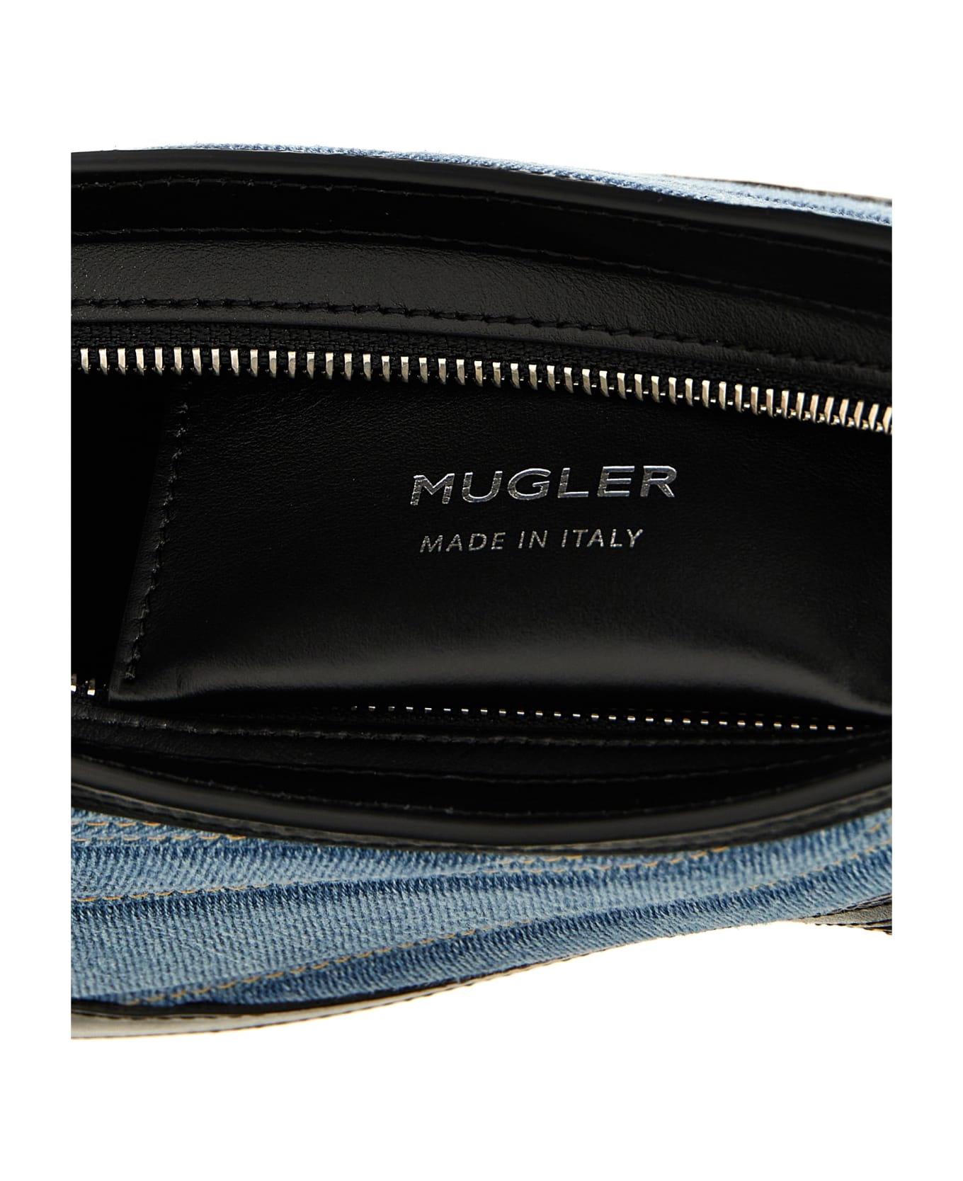 Mugler 'small Denim Spiral Curve 01' Shoulder Bag - Denim