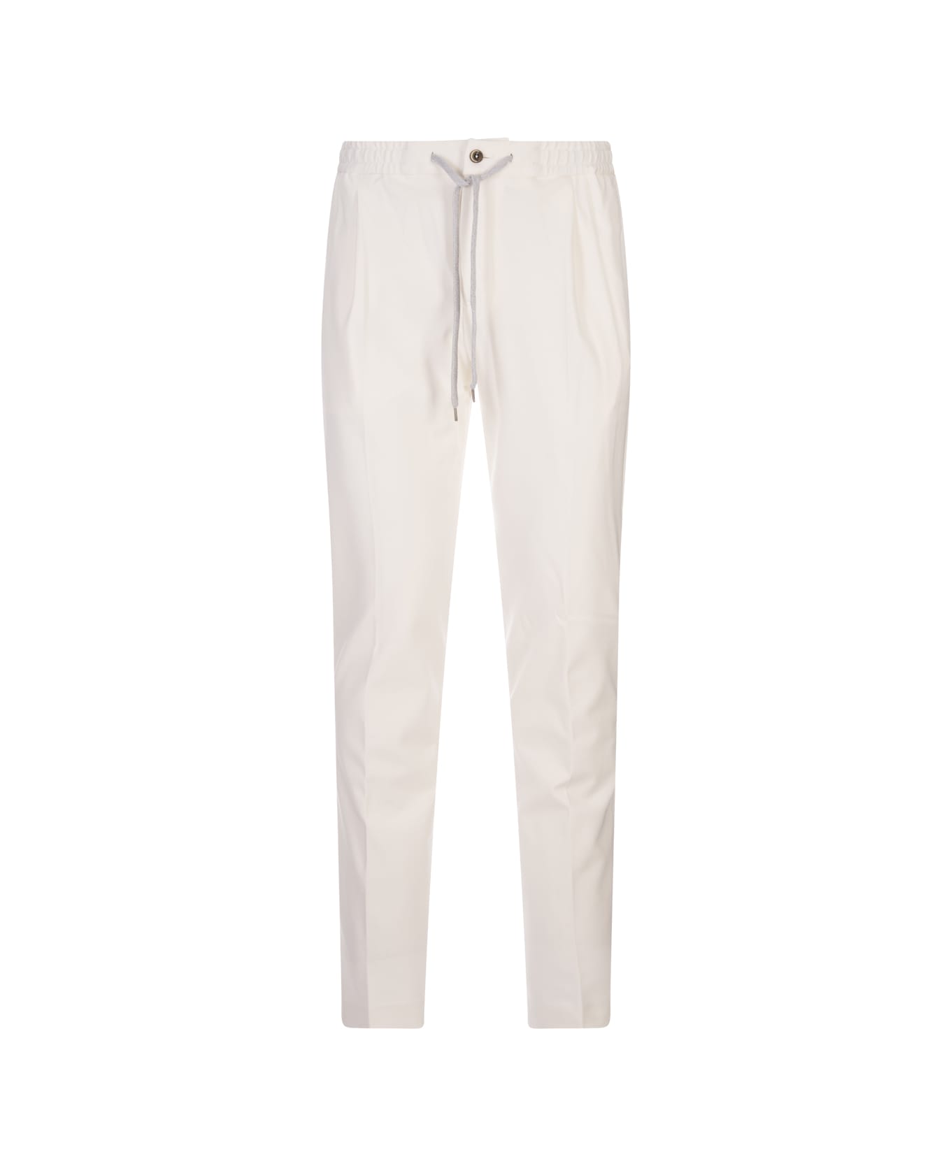 PT01 White Soft Fit Trousers - White