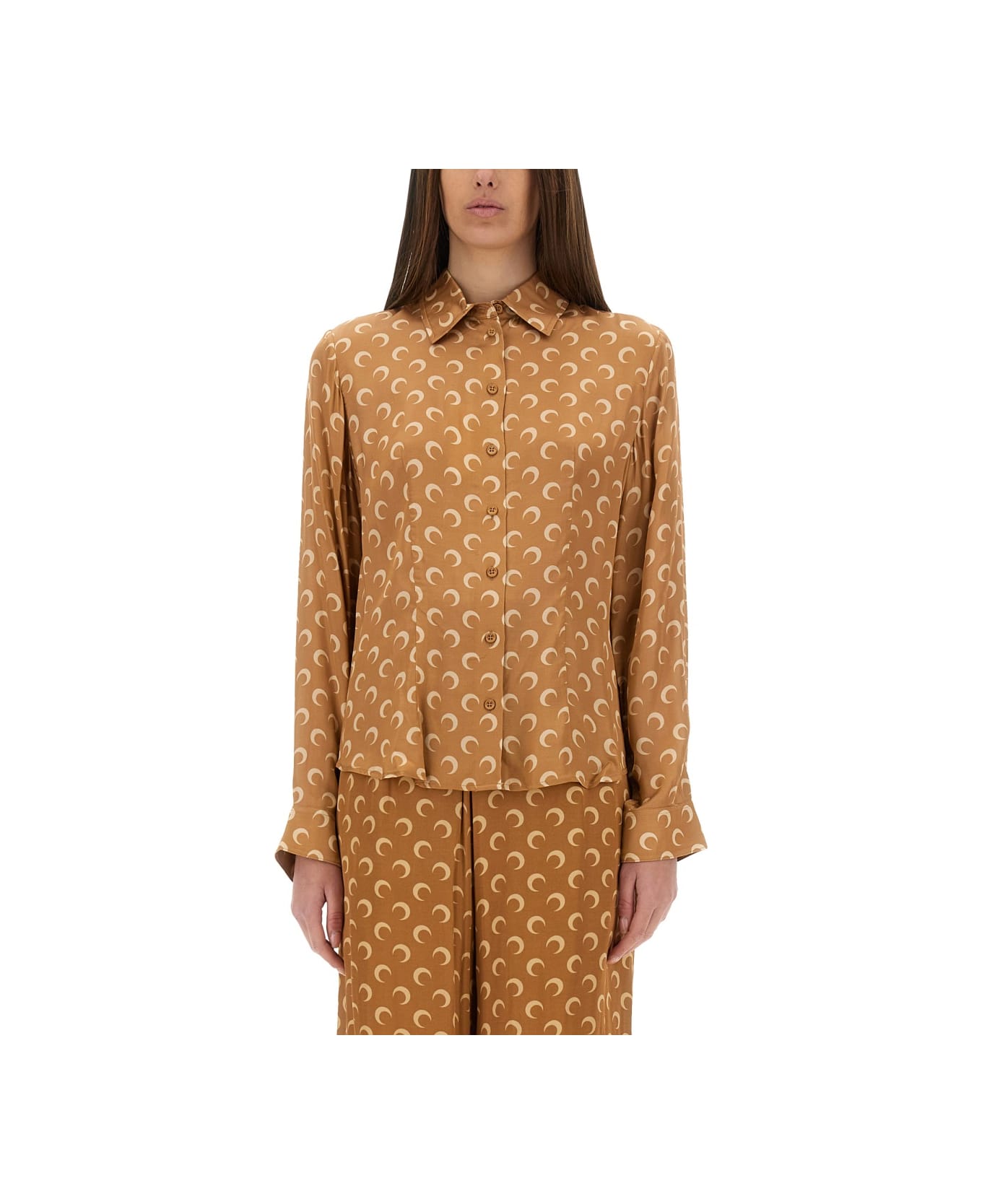 Marine Serre "moon" Satin Shirt - BEIGE