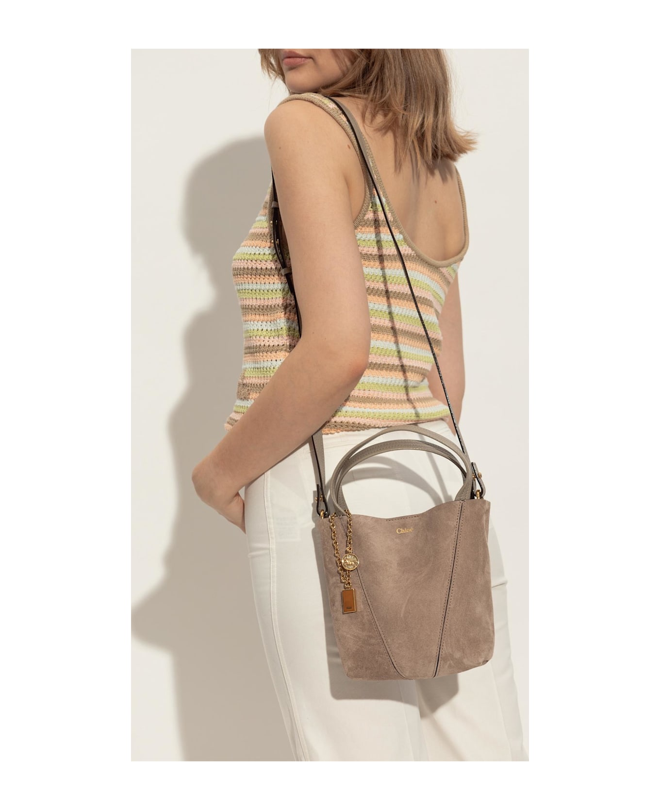 Chloé Shoulder Bag `chloé Spin Small` - Light Grey