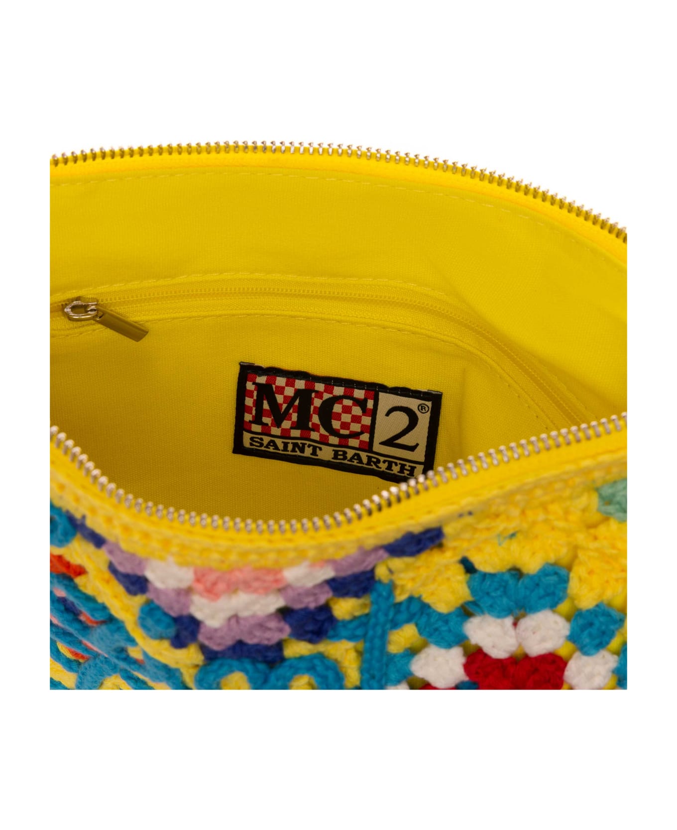 MC2 Saint Barth Parisienne Yellow Crochet Pouch Bag With Saint Barth Embroidery - YELLOW
