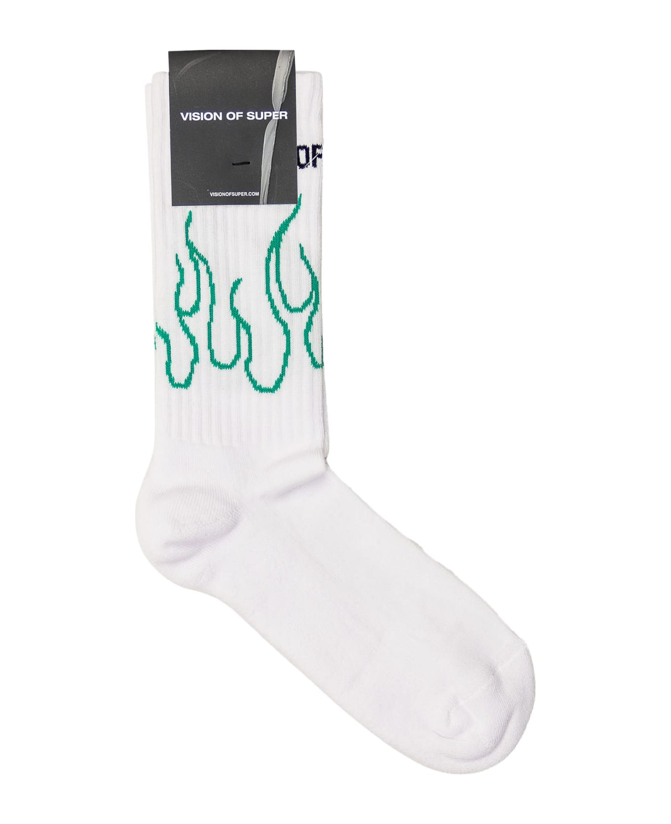 Vision of Super Socks With Flames - WHITE GREEN
