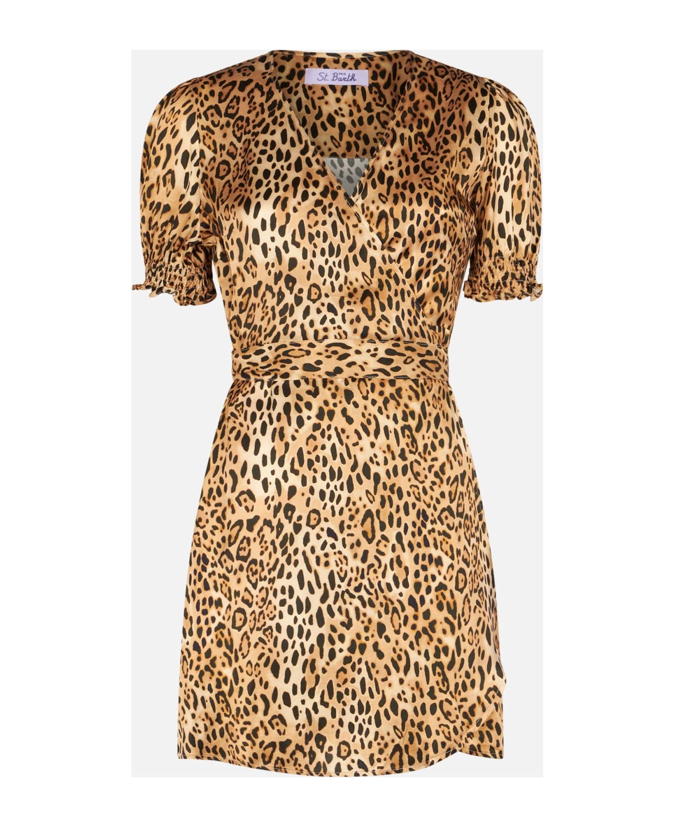 MC2 Saint Barth Woman Short Dress With Leopard Print - BROWN ワンピース＆ドレス