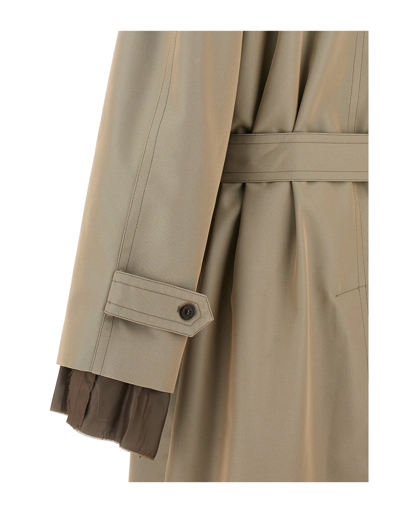 Maison Margiela Long Single-breasted Trench Coat - STONE