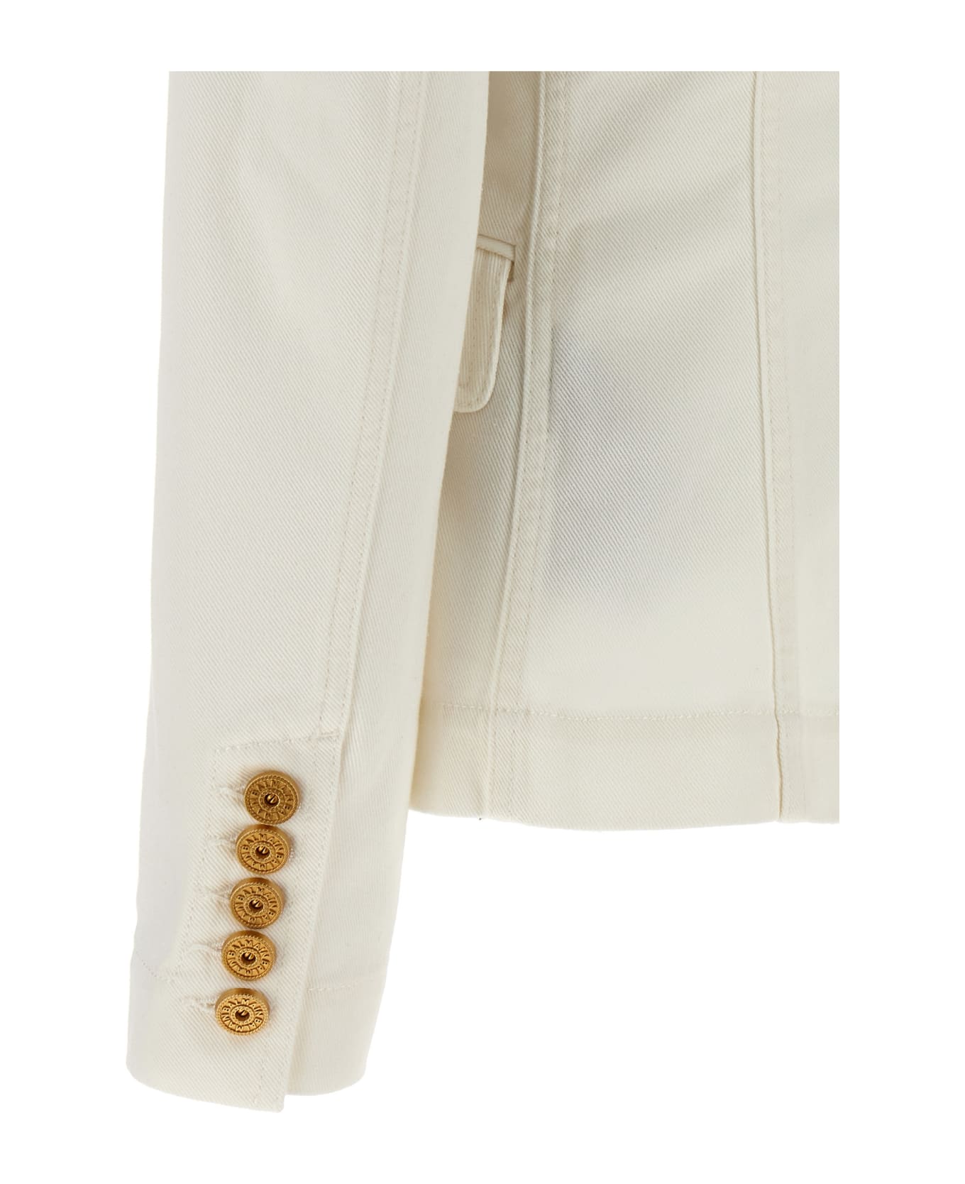 Balmain Double-breasted Denim Blazer - White