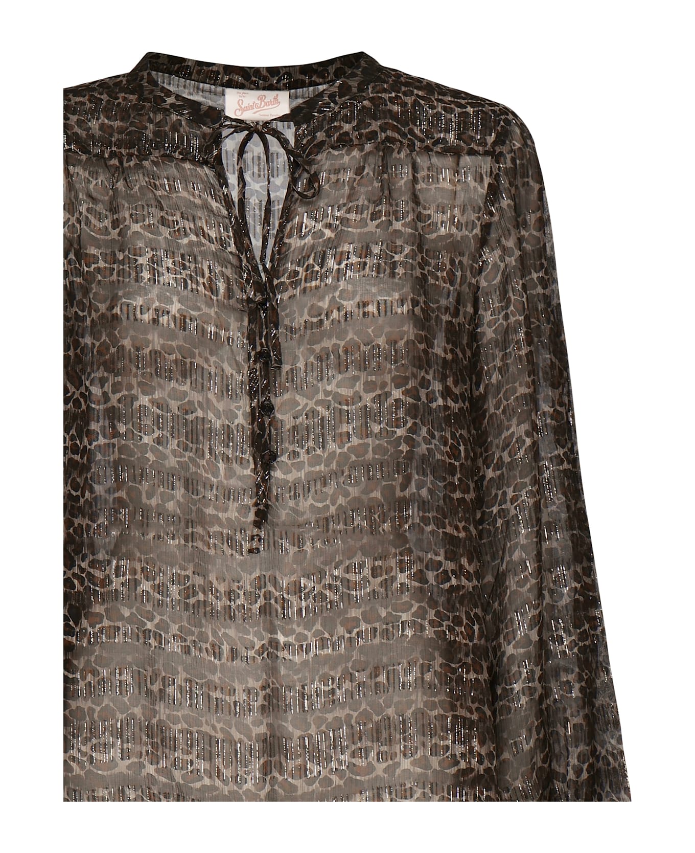 MC2 Saint Barth Harper Silk Blouse With Animal Print - Brown