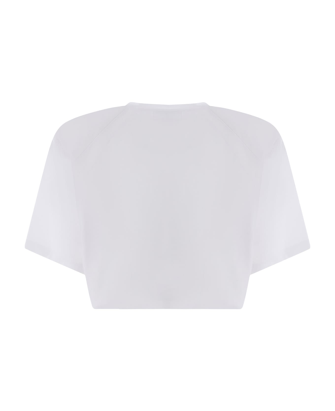Fiorucci Crop T-shirt Fiorucci "mouth" Made Of Cotton - Bianco