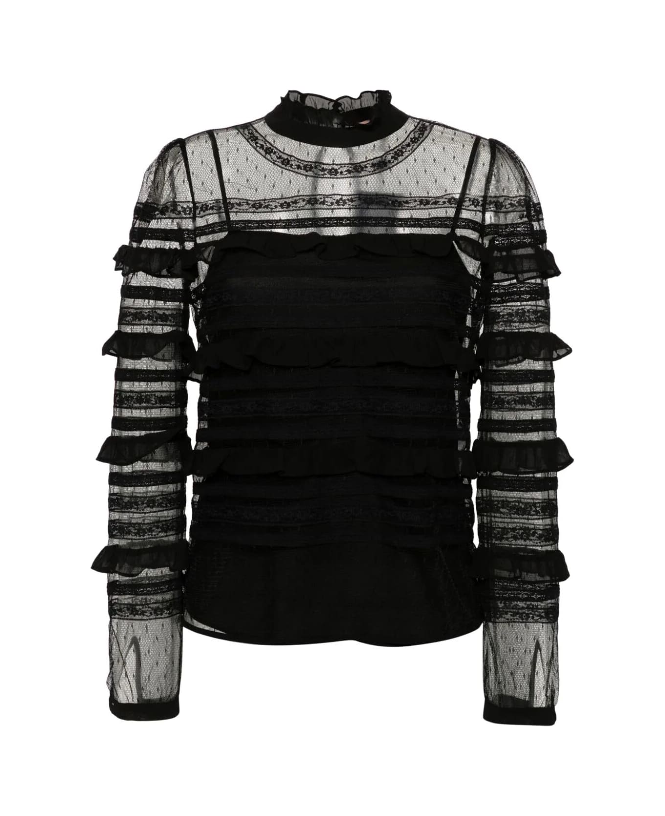TwinSet Long Sleeves Laced Shirt - Black