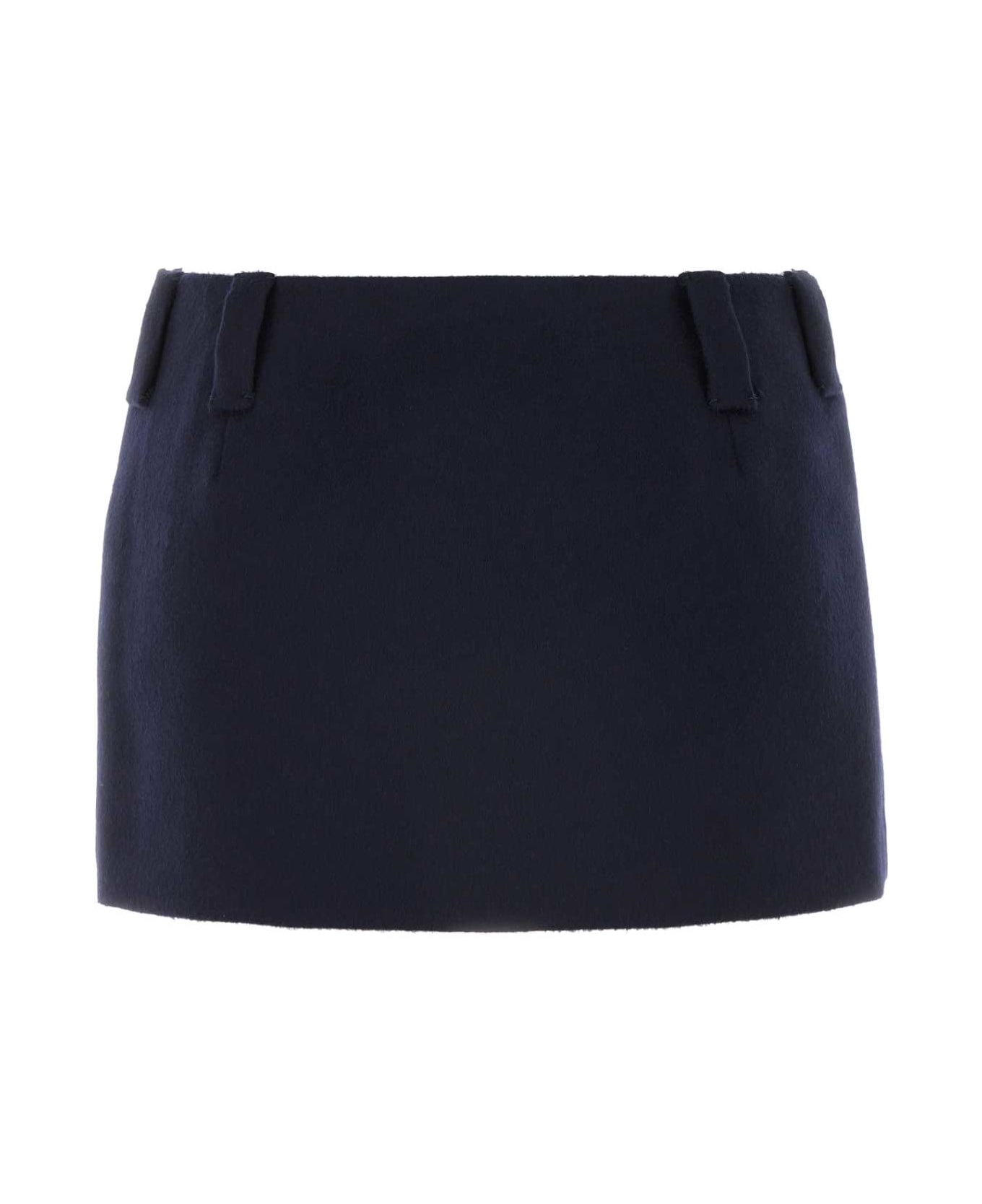 Miu Miu Midnight Blue Wool Blend Mini Skirt - BLEU