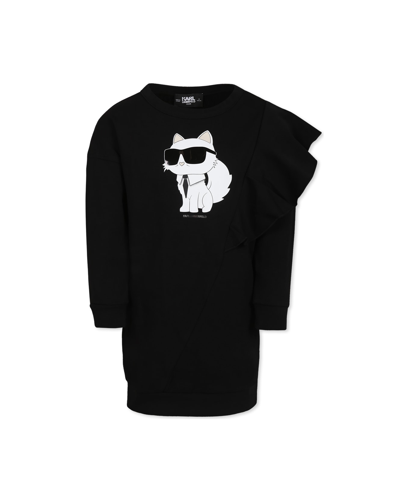 Karl Lagerfeld Kids Black Dress For Girl With Choupette - Black