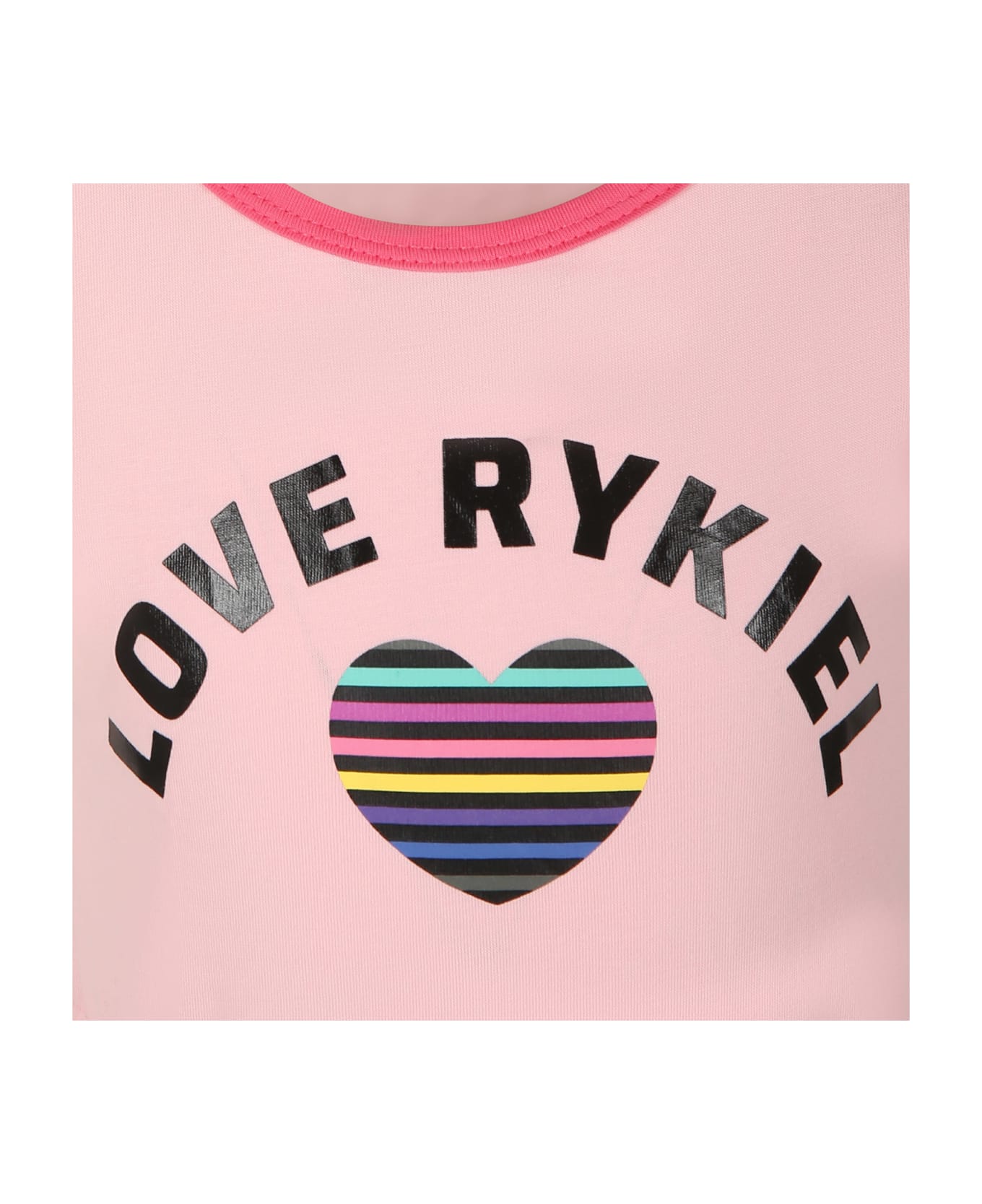 Rykiel Enfant Pink Dress For Girl With Logo And Heart - Pink ワンピース＆ドレス
