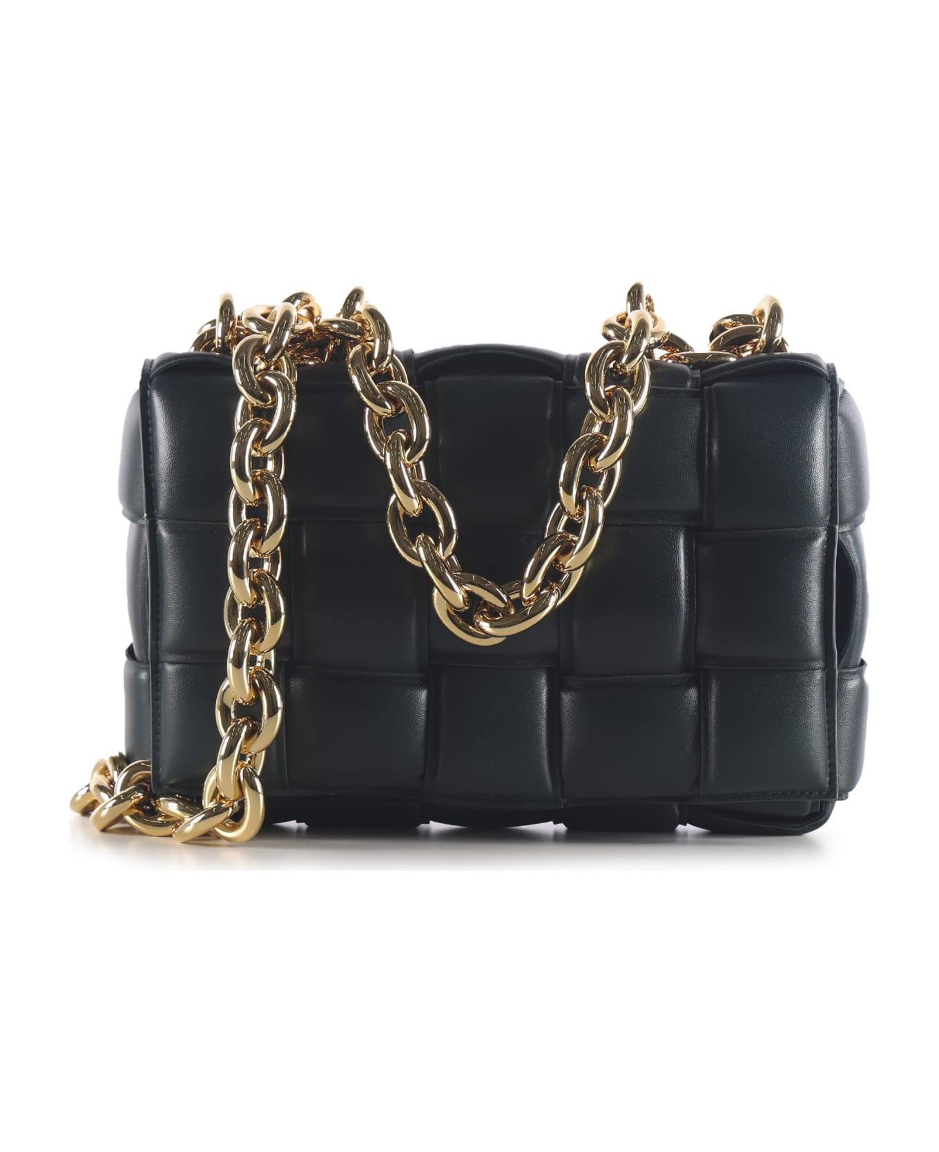 Bottega Veneta The Chain Cassette Bag In Leather - Inkwell-gold