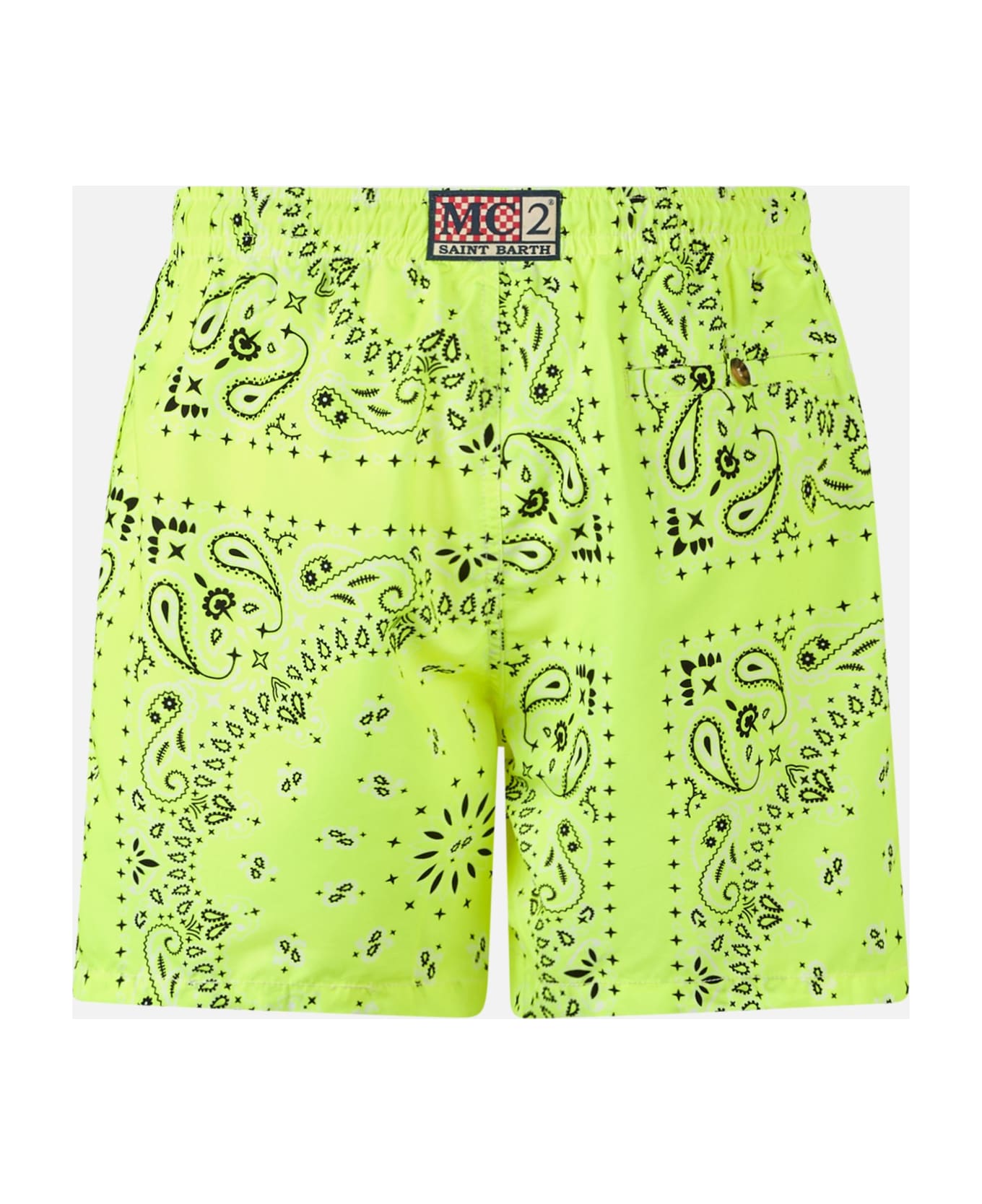 MC2 Saint Barth Man Swim Shorts With Fluo Yellow Bandanna Print