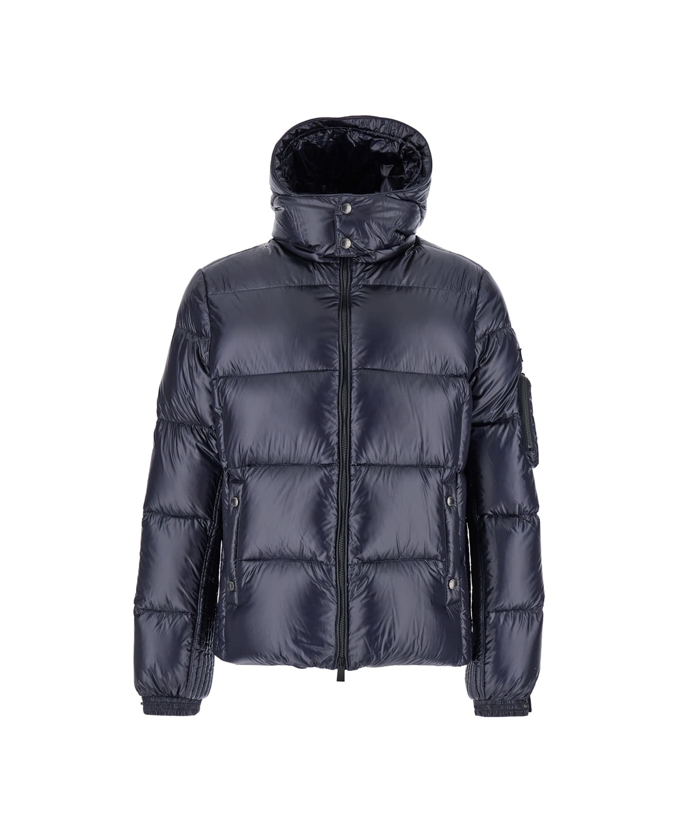 TATRAS 'belbo' Blue Down Jacket With Hood And Logo Patch In Tech Fabric Man TATRAS - BLUE