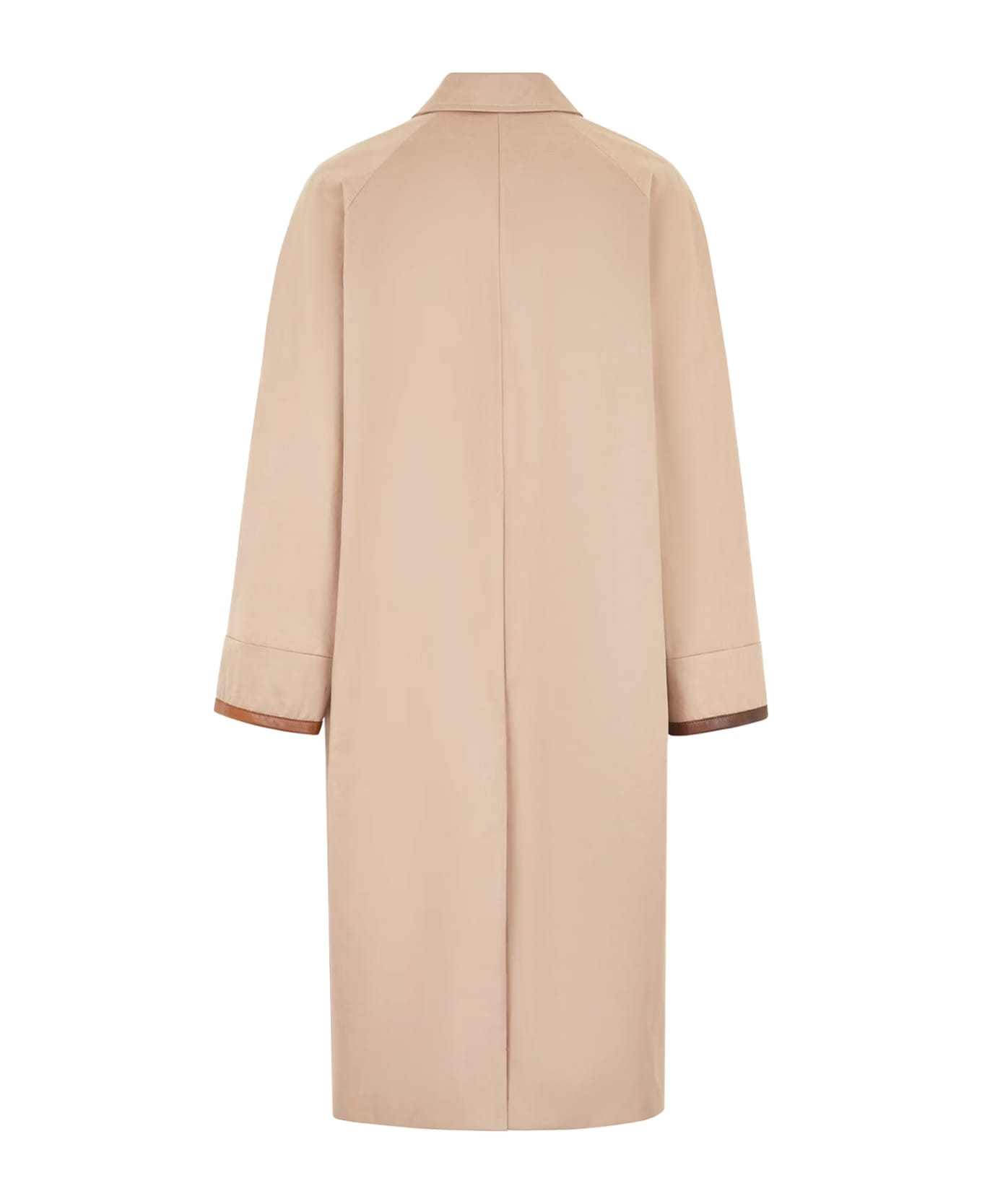 Fendi Cotton Trench With Leather Profiles - Beige