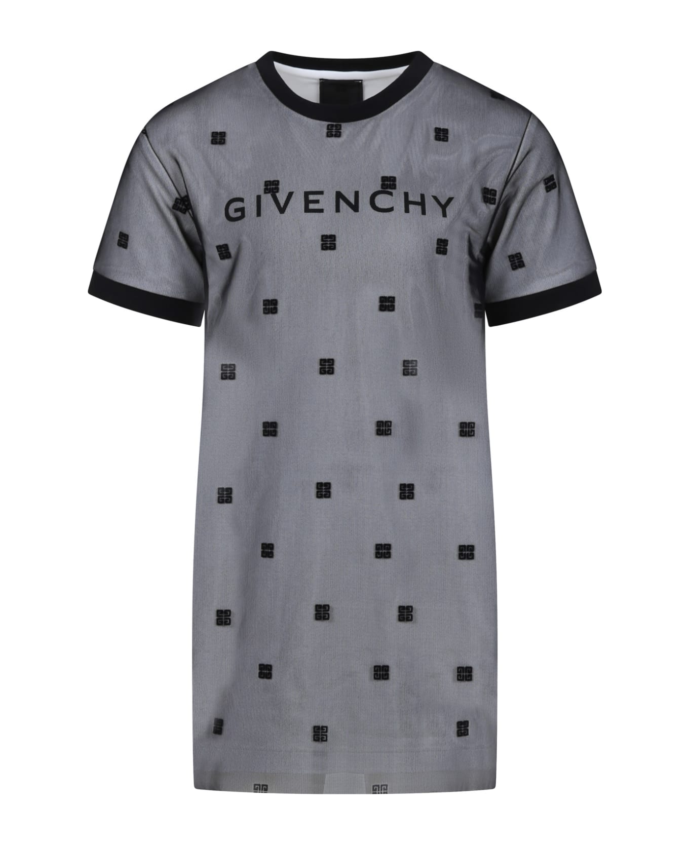 Givenchy Black Dress For Girl With All-over Logo - Black ワンピース＆ドレス