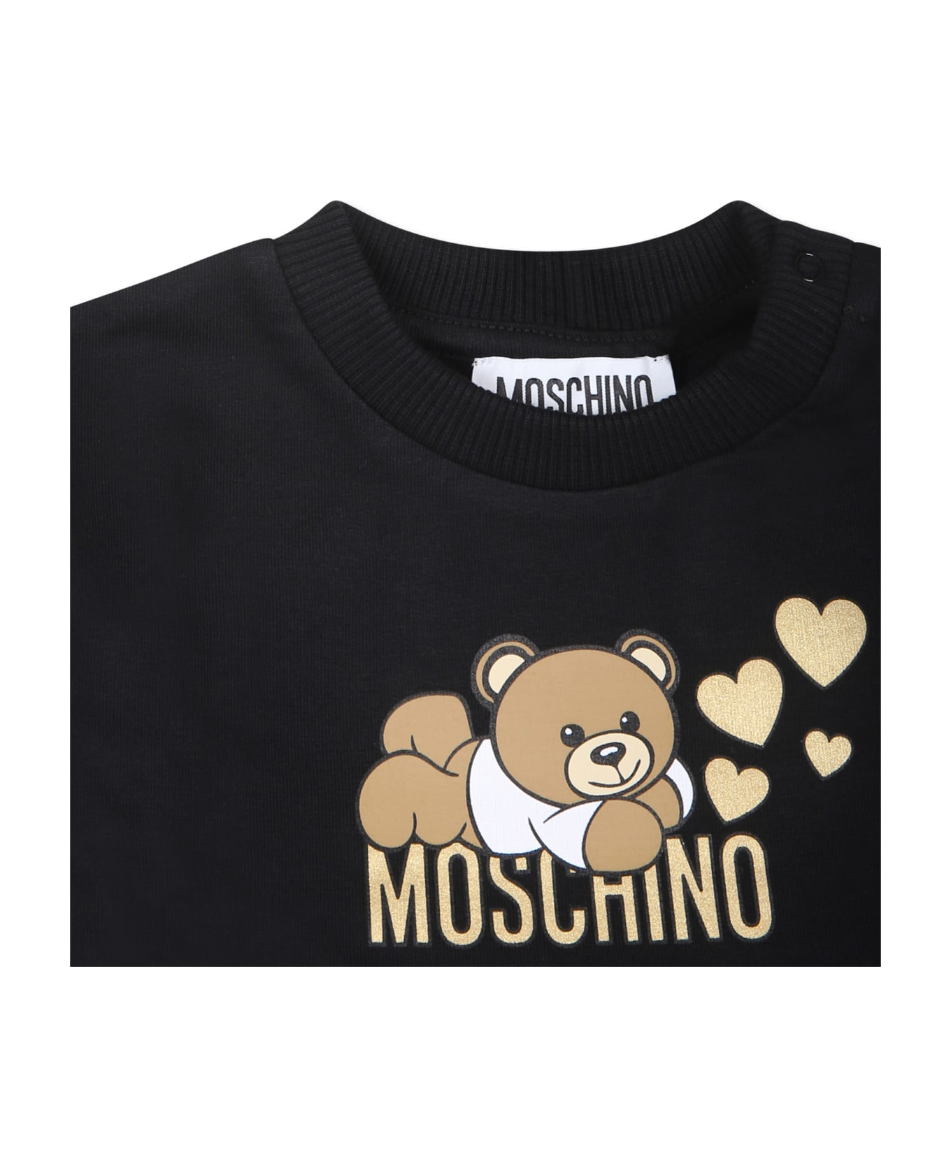 Moschino Black Dress For Baby Girl With Teddy Bear And Heart - Black