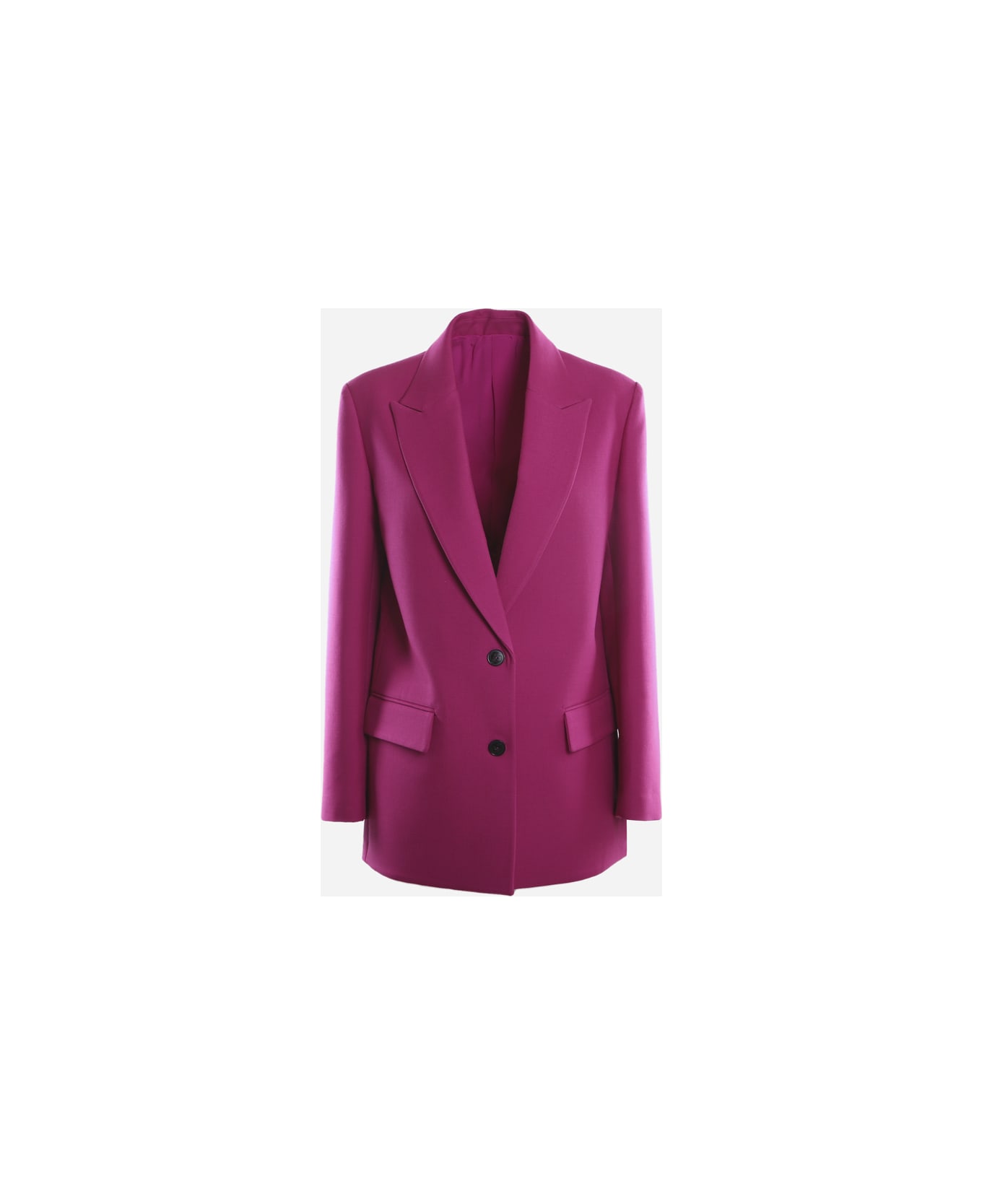 Valentino Double Compact Drill Wool Single-breasted Blazer - Viola