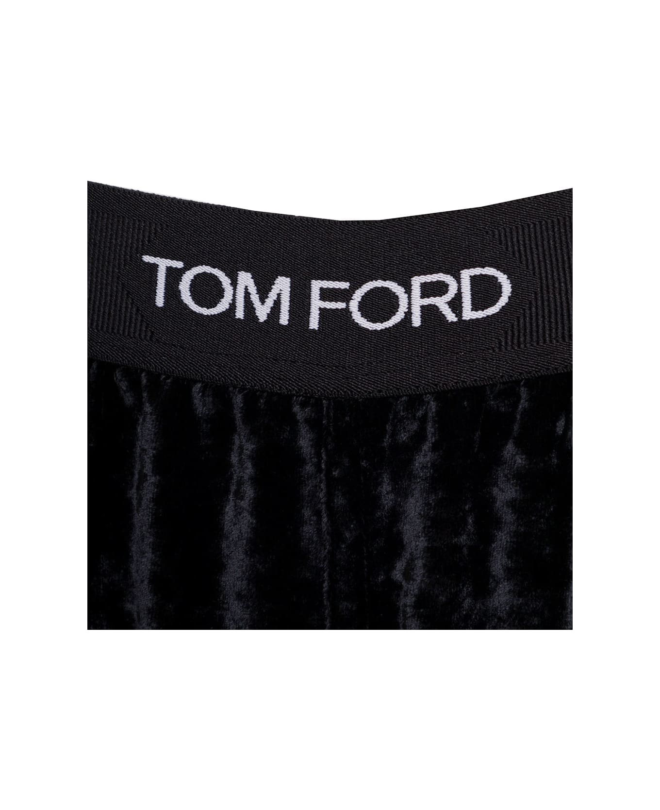 Tom Ford Black Velvet Pants With Logo Tom Ford Woman - Black