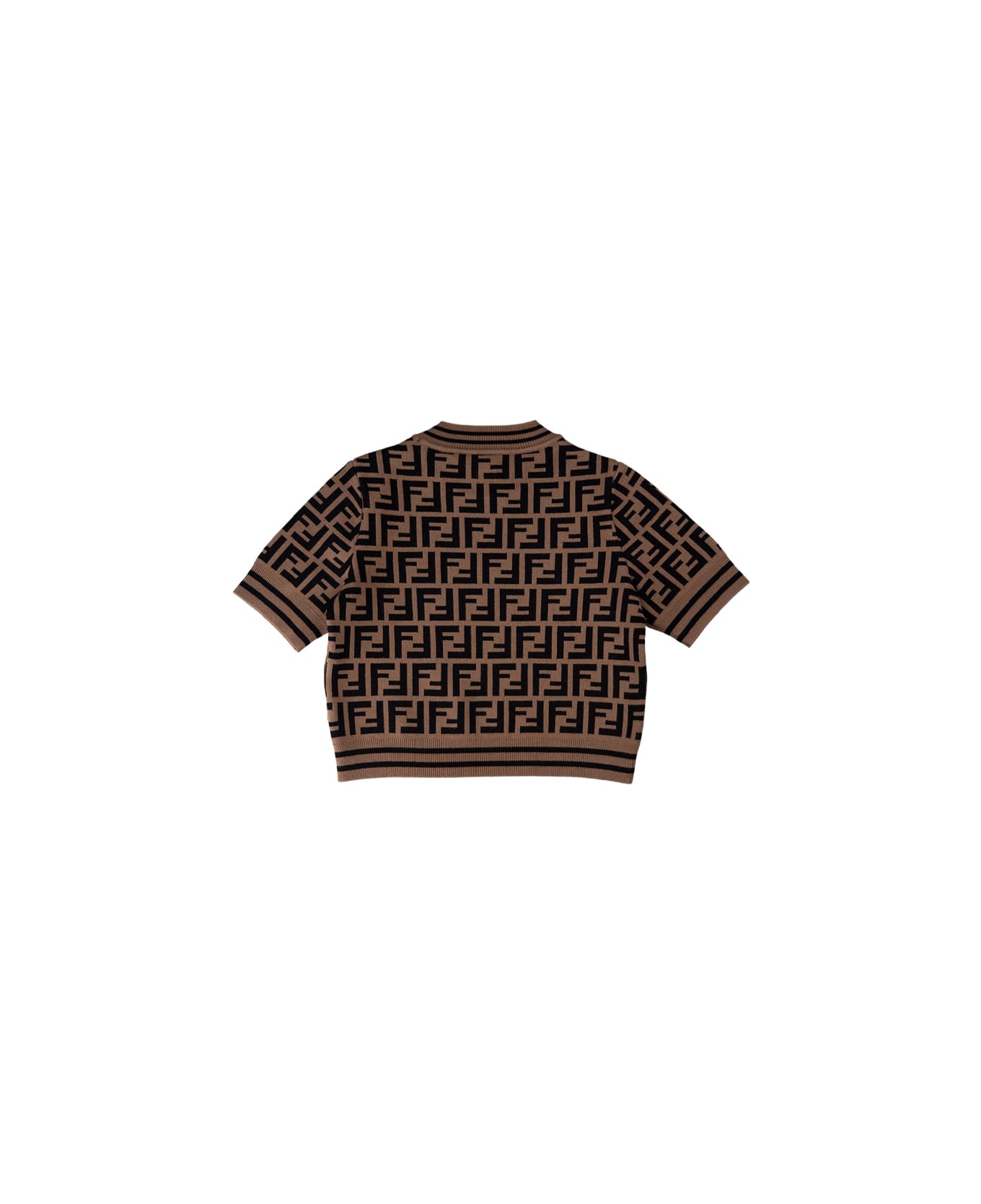 Fendi Short-sleeved Pullover With All-over Ff Motif - Brown