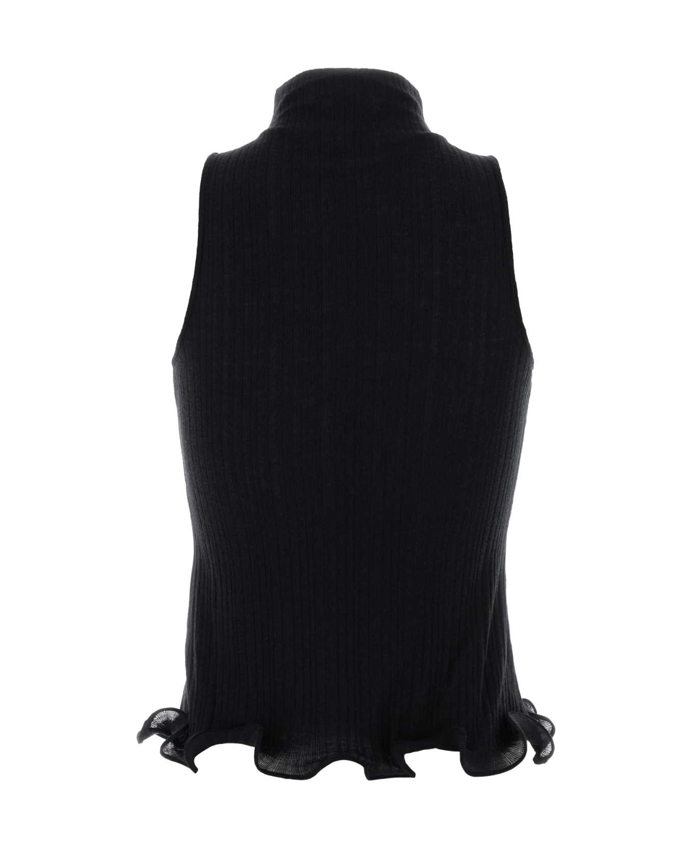 Fendi Black Cotton Tank Top - Black