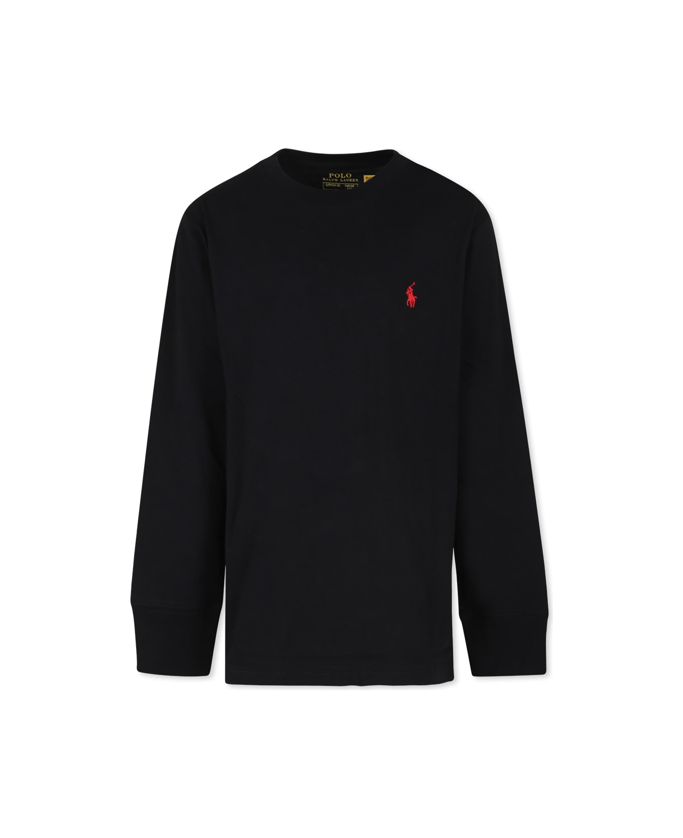 Ralph Lauren Black T-shirt For Boy With Red Pony Logo - Black