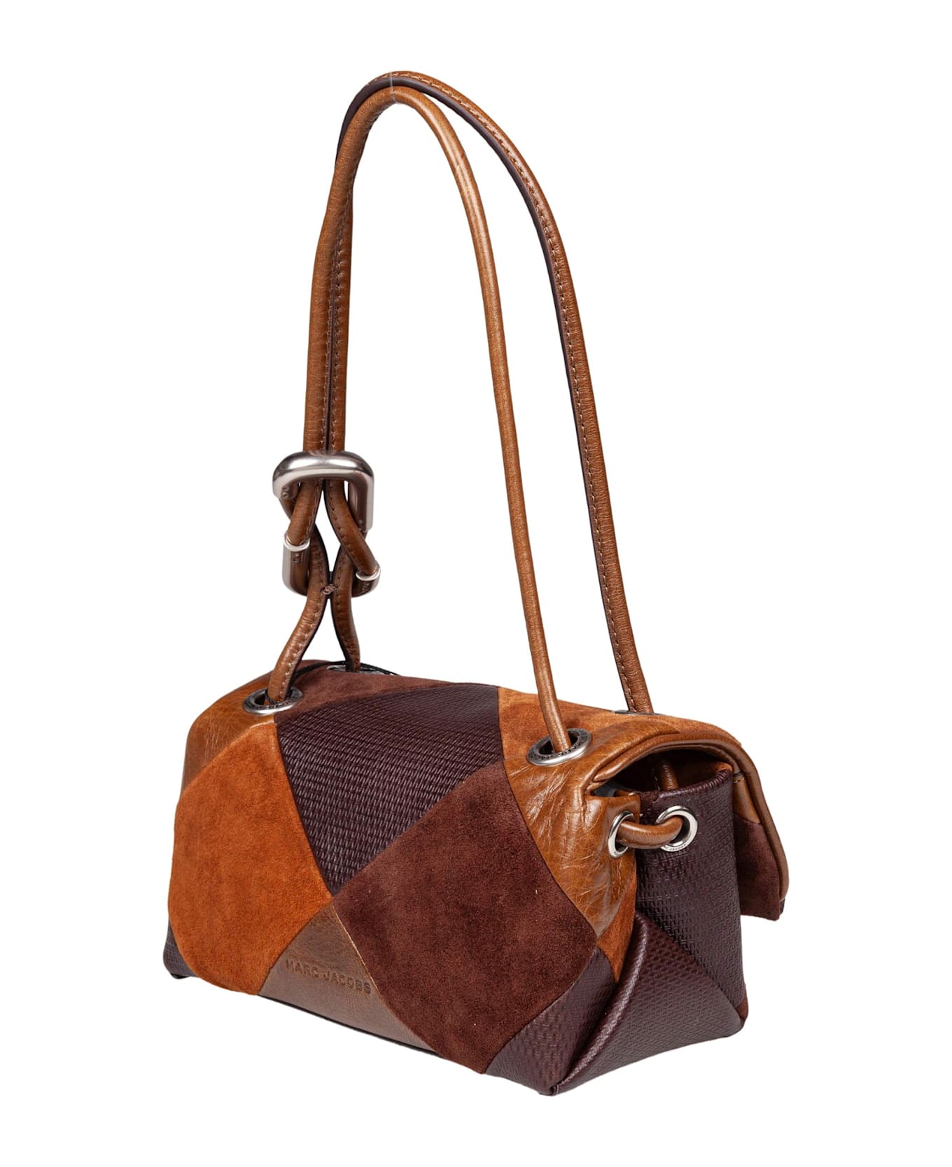 Marc Jacobs The Mini Dual Shoulder Bag In Patchwork Suede - BROWN