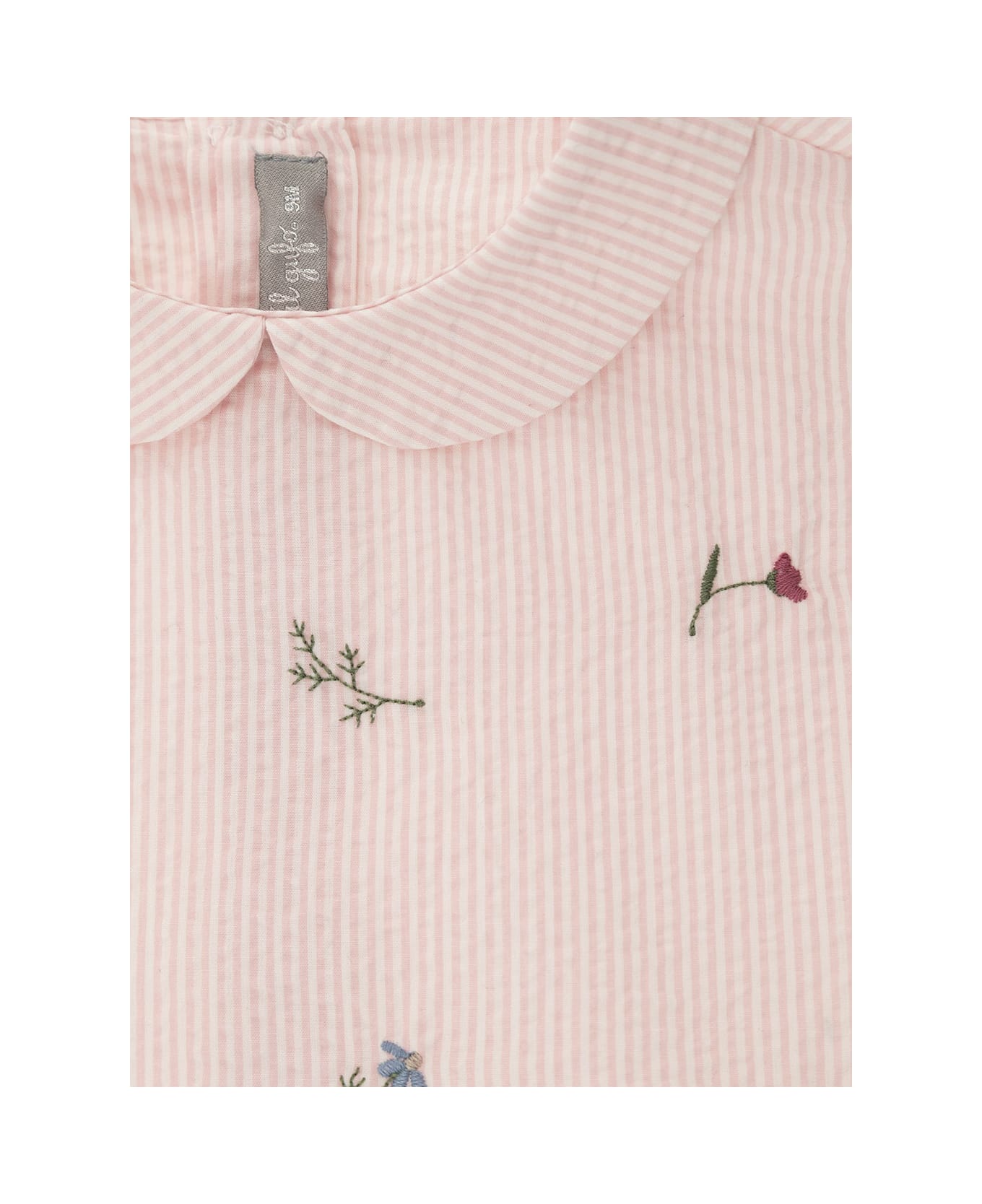 Il Gufo Pink And White Shirt And Shorts Suit In Stretch Cotton Girl - Pink