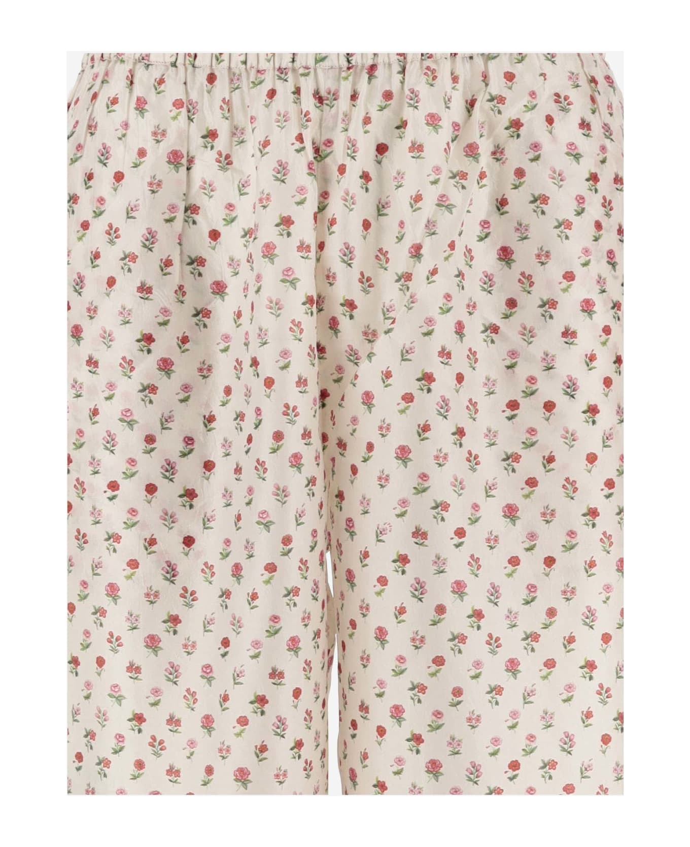 Péro Silk Pants With Floral Pattern - Red ボトムス