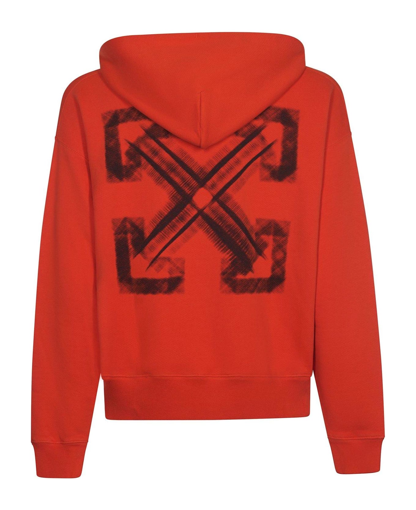 Off-White Logo Printed Drawstring Hoodie - Spicy orange