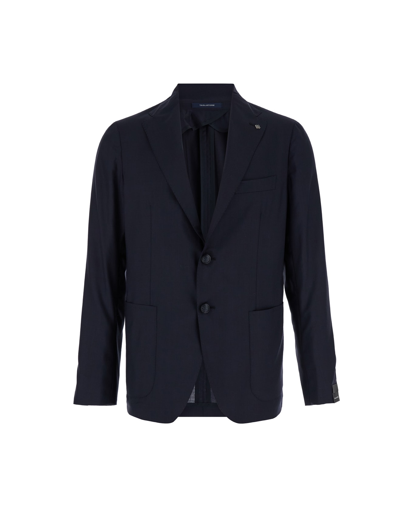 Tagliatore Blue Single-breasted Jacket In Wool And Silk Man - Blu ブレザー