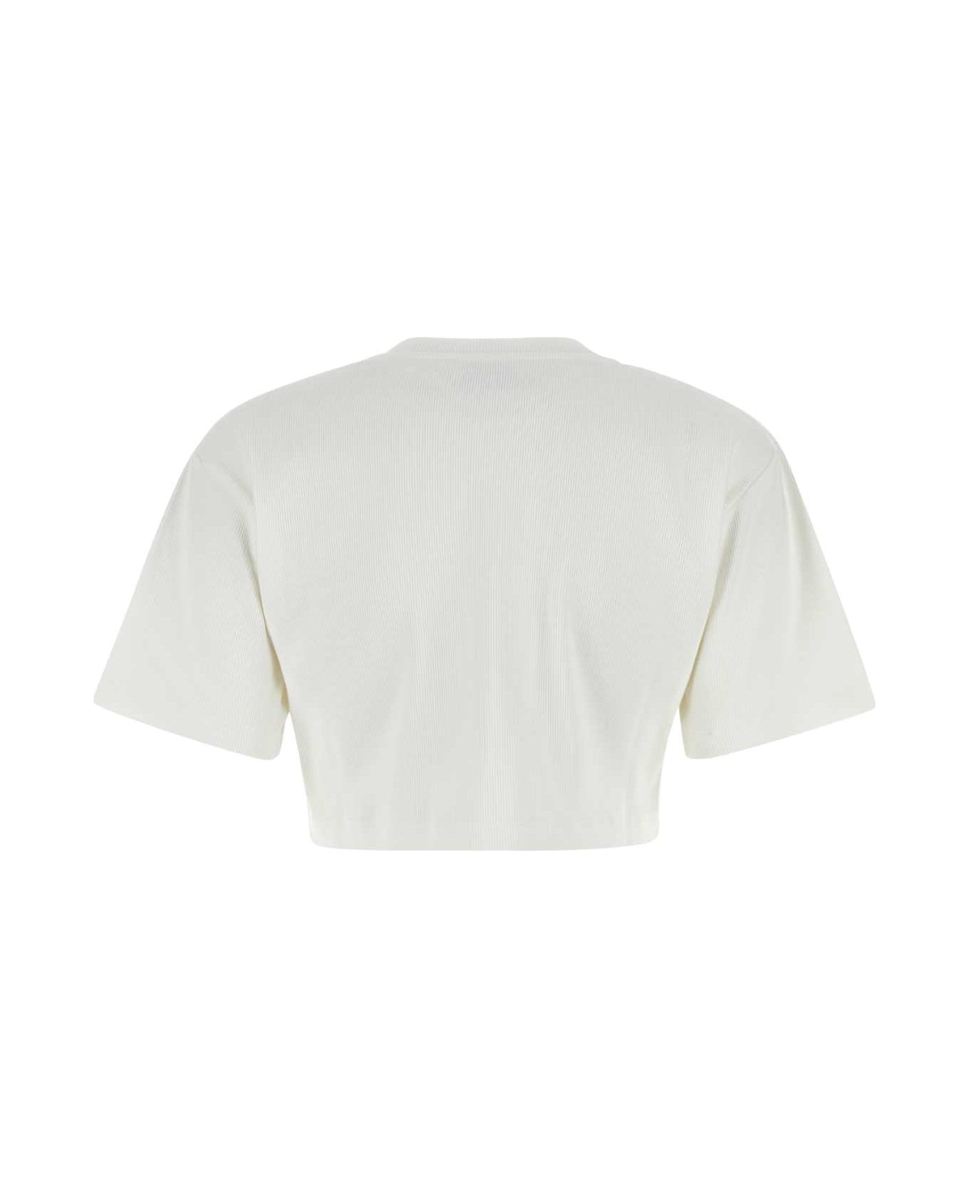 Off-White White Stretch Cotton T-shirt - WHITEBLAC