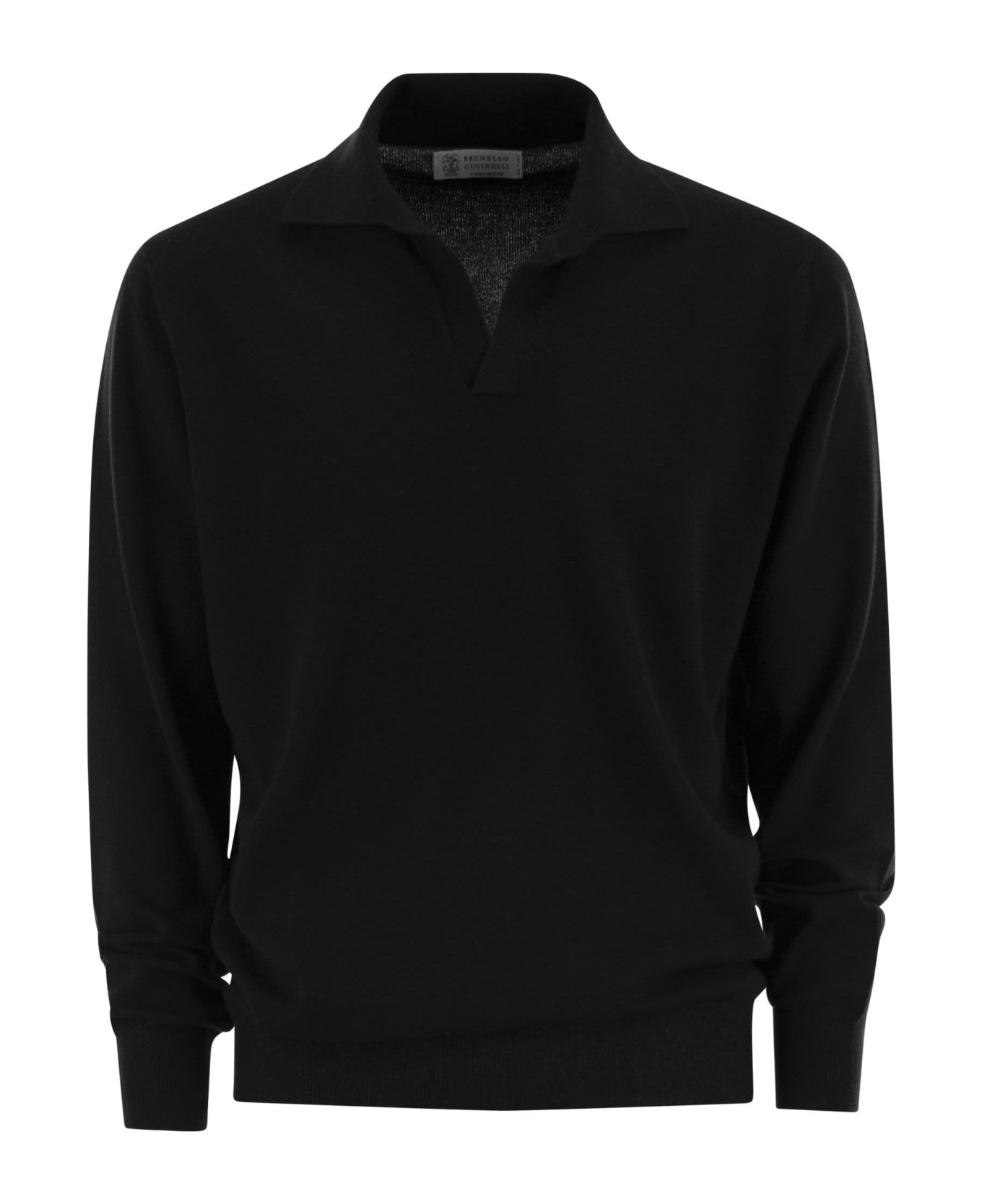 Brunello Cucinelli Cashmere Polo Neck Sweater - Black