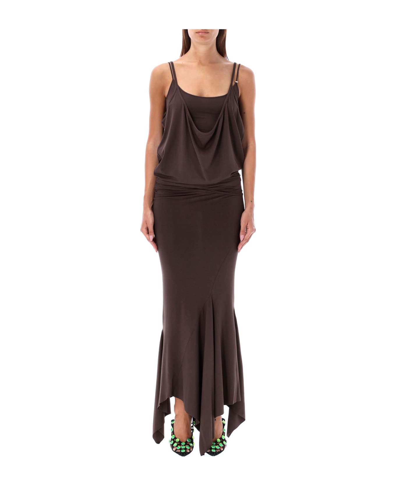 The Attico Midi Dress - DARK BROWN