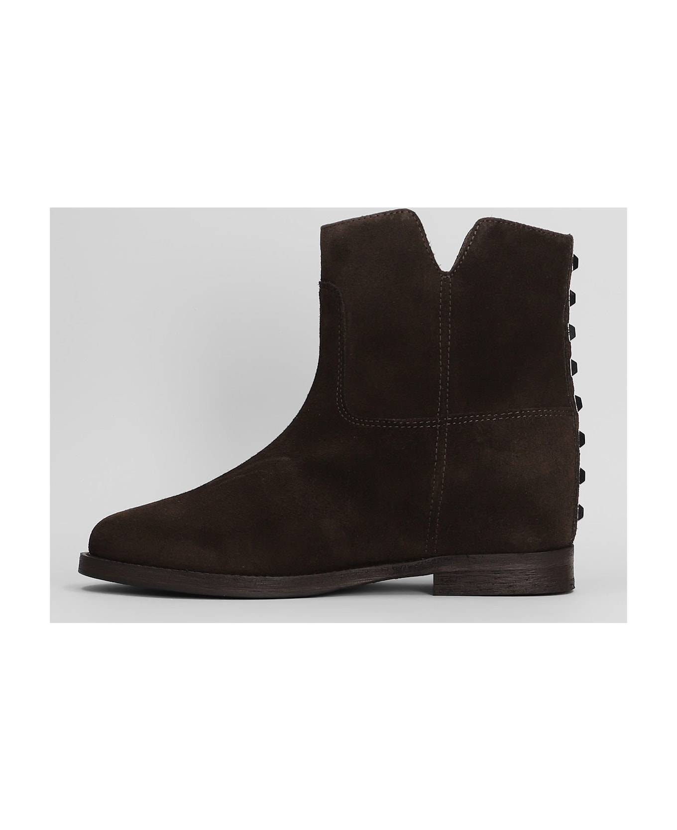 Via Roma 15 Ankle Boots Inside Wedge In Dark Brown Suede - dark brown