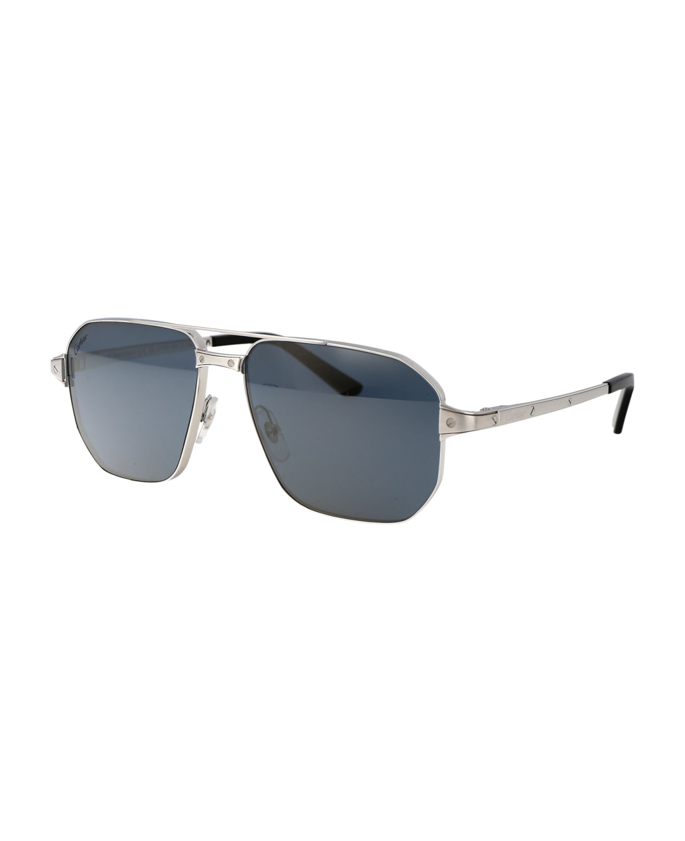 Cartier Eyewear Ct0424s Sunglasses - 004 SILVER SILVER BLUE