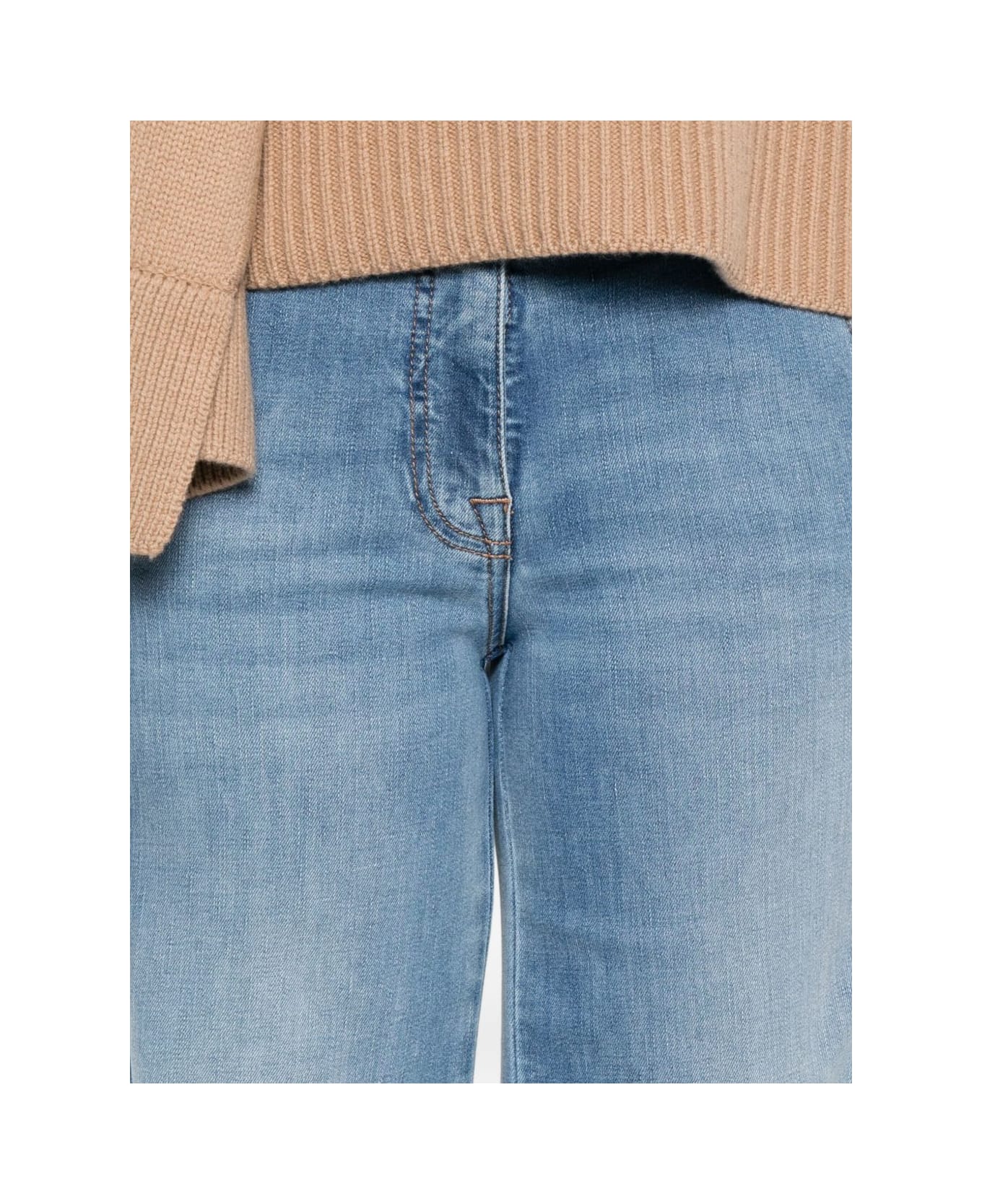 Peserico Five Pocket Light Blue Denim Trousers - Blue