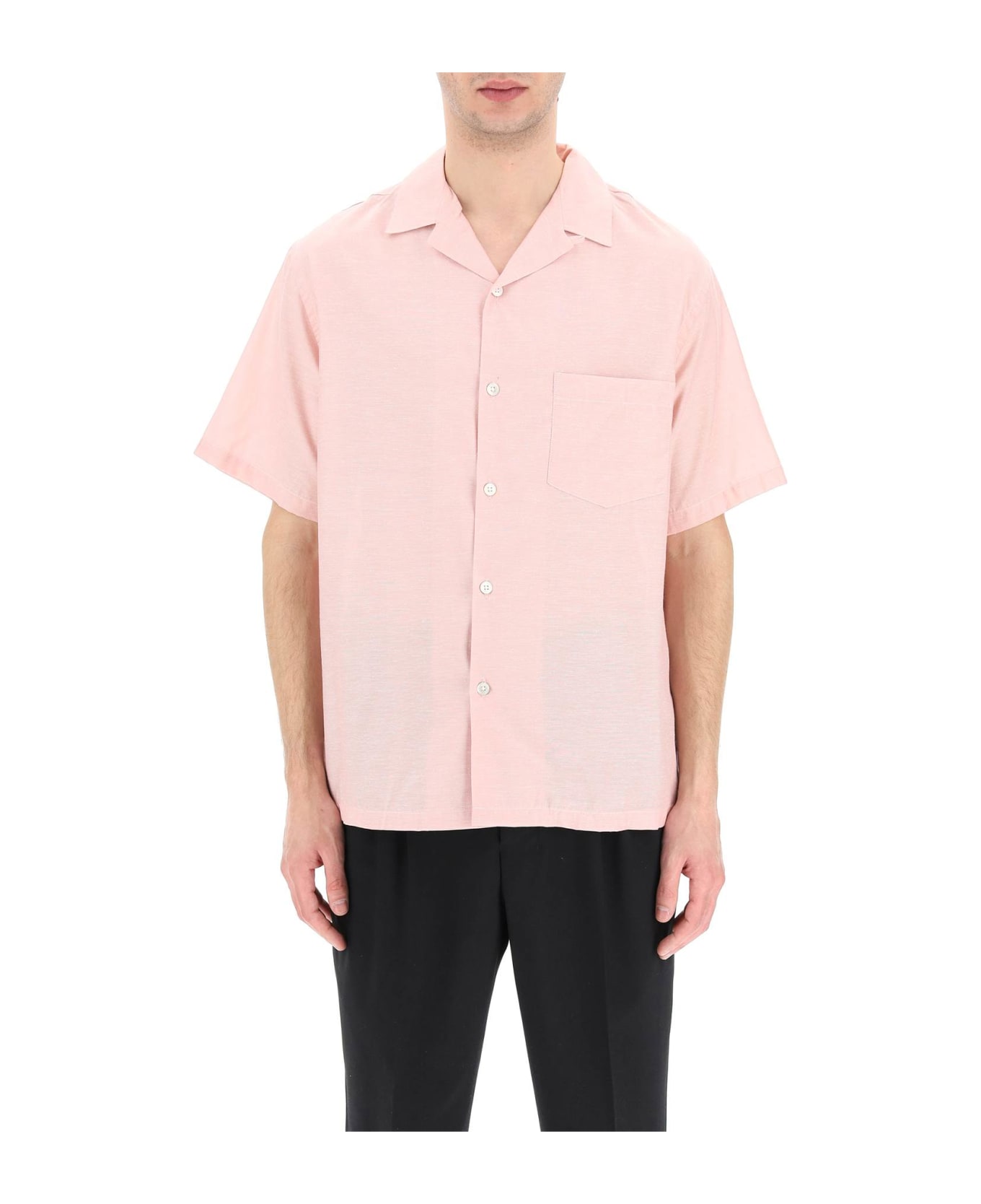 Portuguese Flannel Silk-blend Short-sleeved Shirt - PINK (Pink)