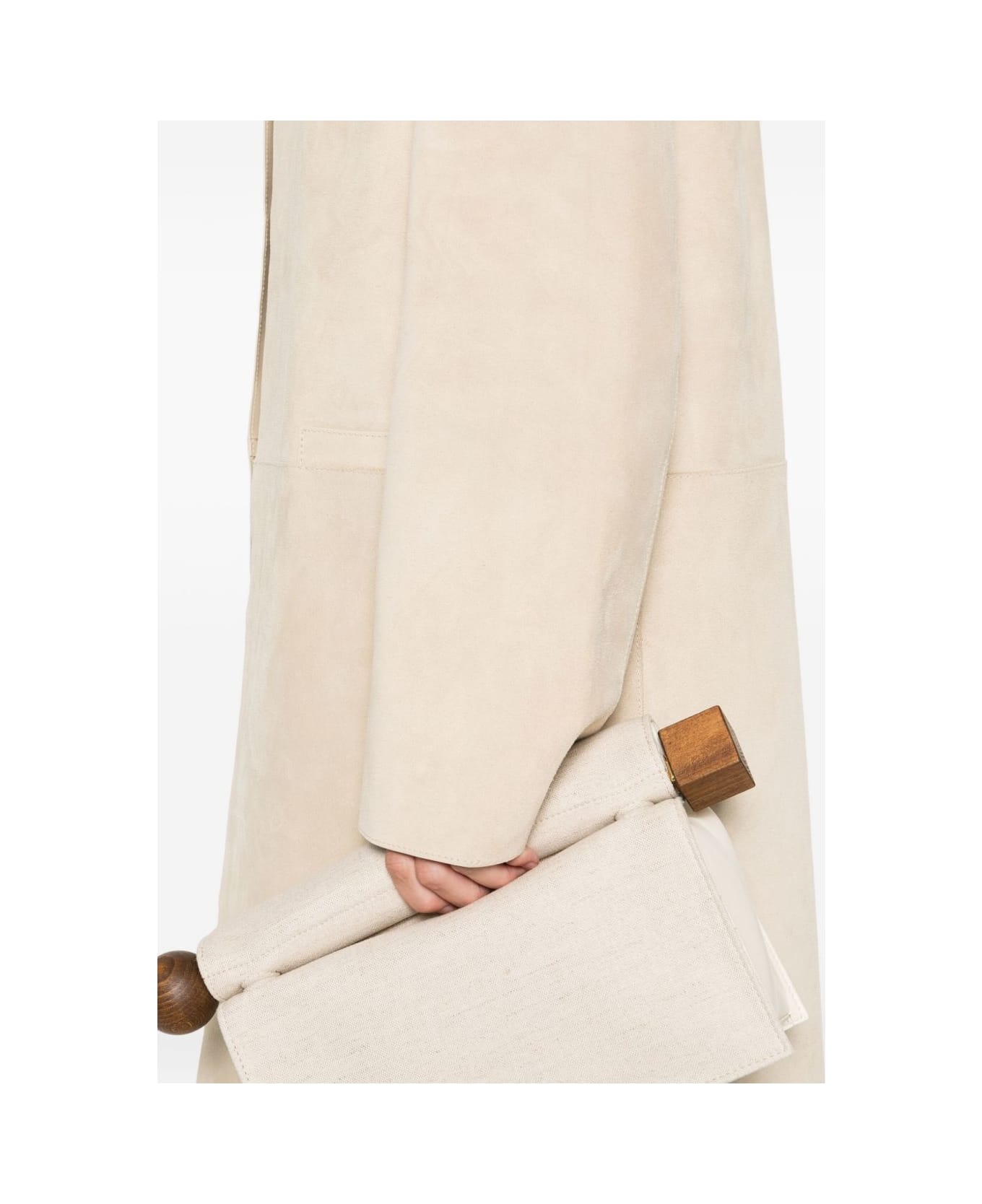 Totême Suede Leather Coat - Ivory