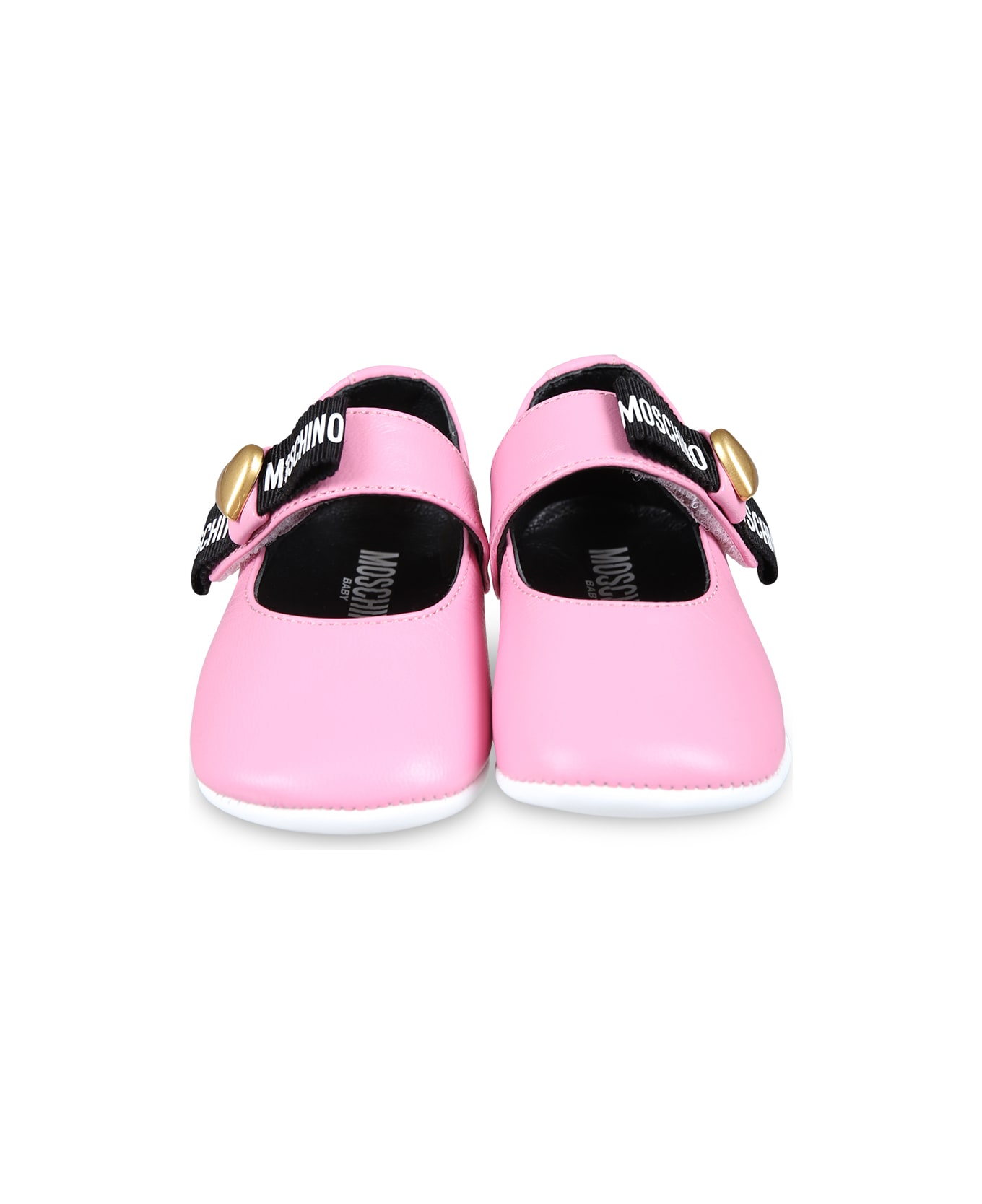 Moschino Pink Ballet Flats For Baby Girl With Heart - Pink