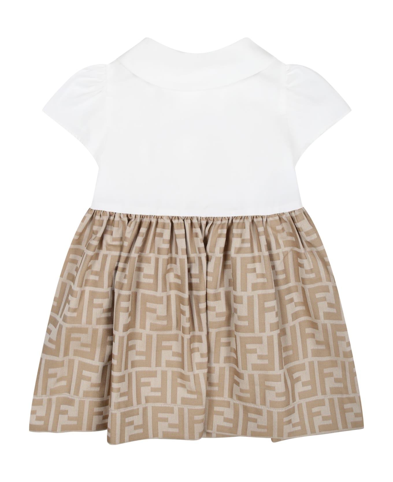 Fendi Multicolor Dress For Baby Girl With Iconic Ff - Multicolor
