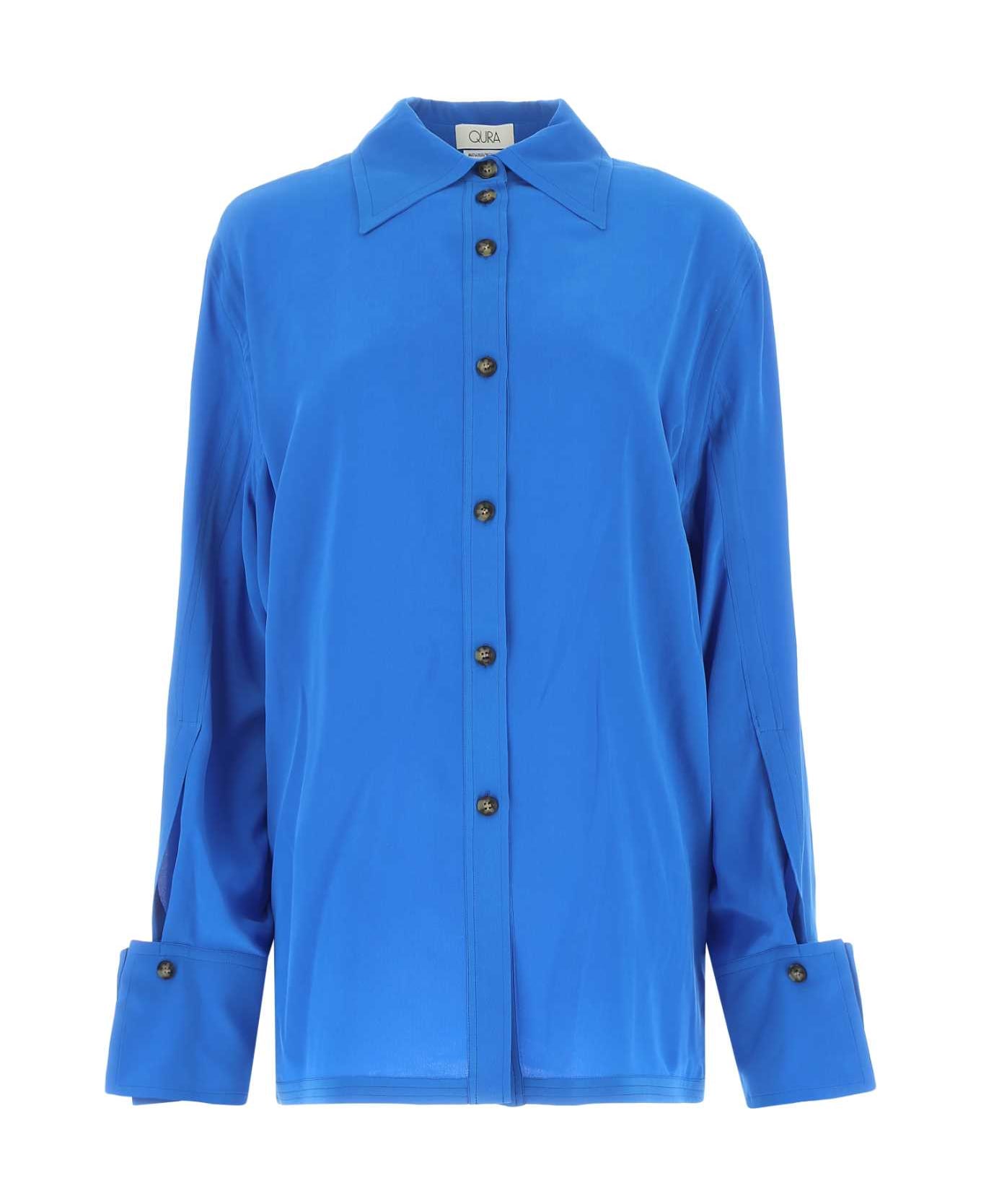 Quira Blue Crepe Shirt - Q0065 シャツ