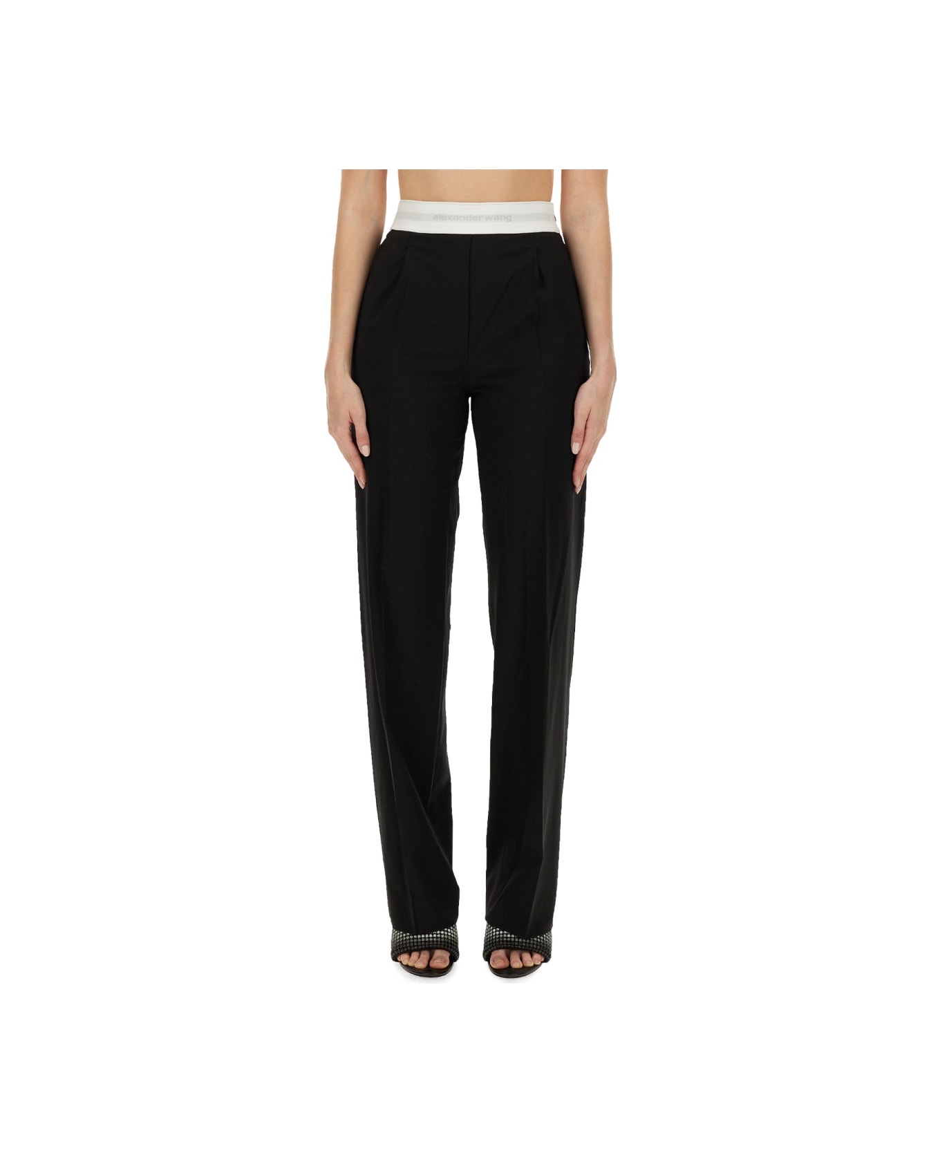 Alexander Wang Pants With Logo - BLACK