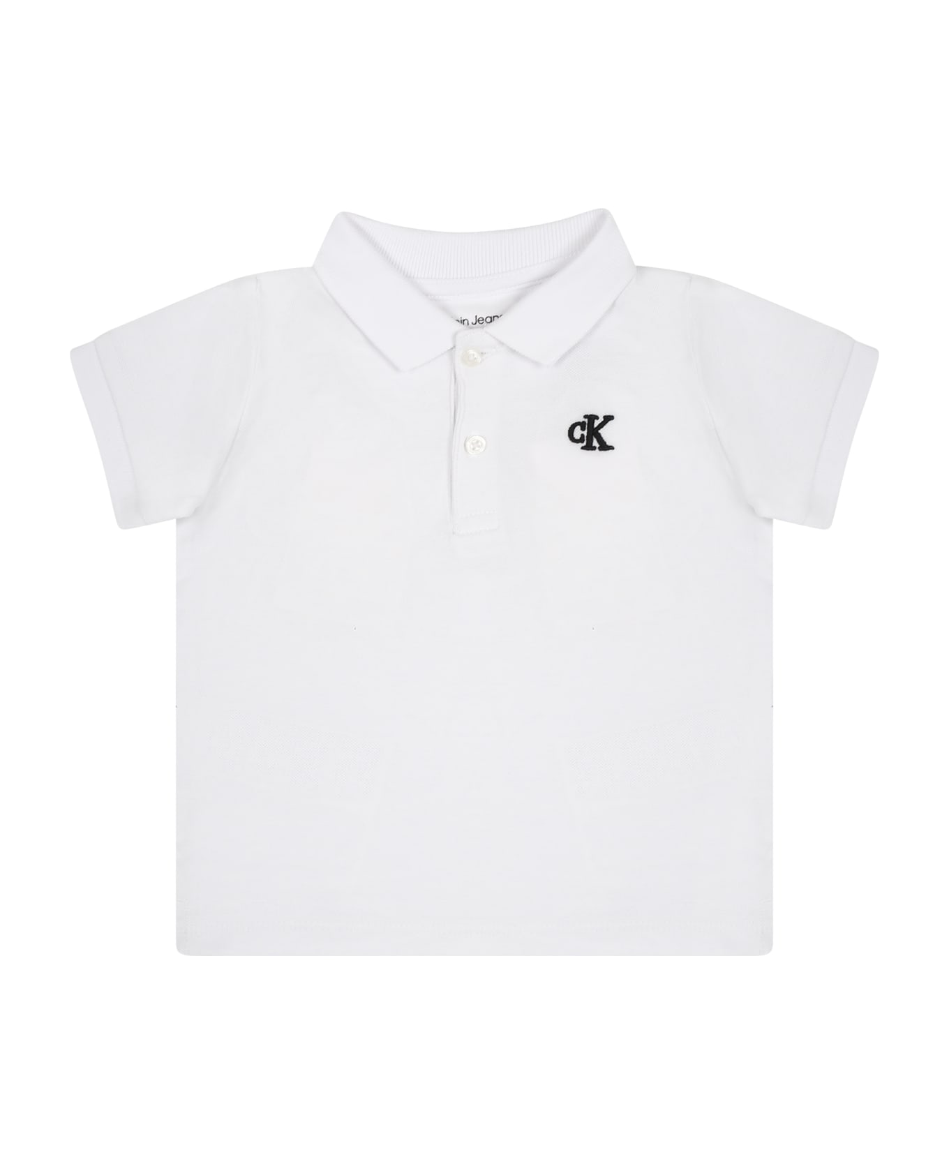 Calvin Klein White Polo Shirt For Baby Boy With Logo - White Tシャツ＆ポロシャツ