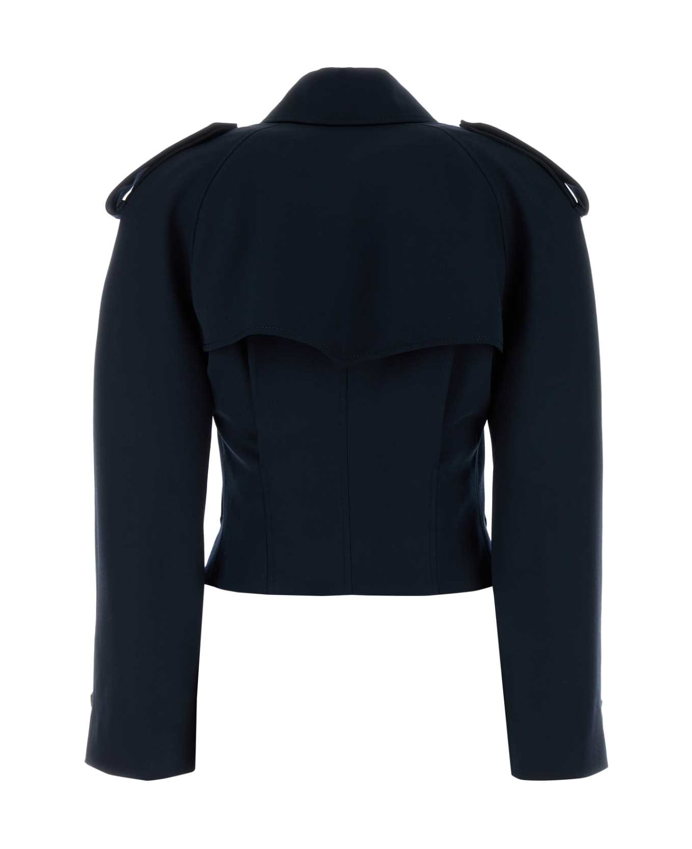 Alexander McQueen Midnight Blue Wool Trench Coat - NAVY