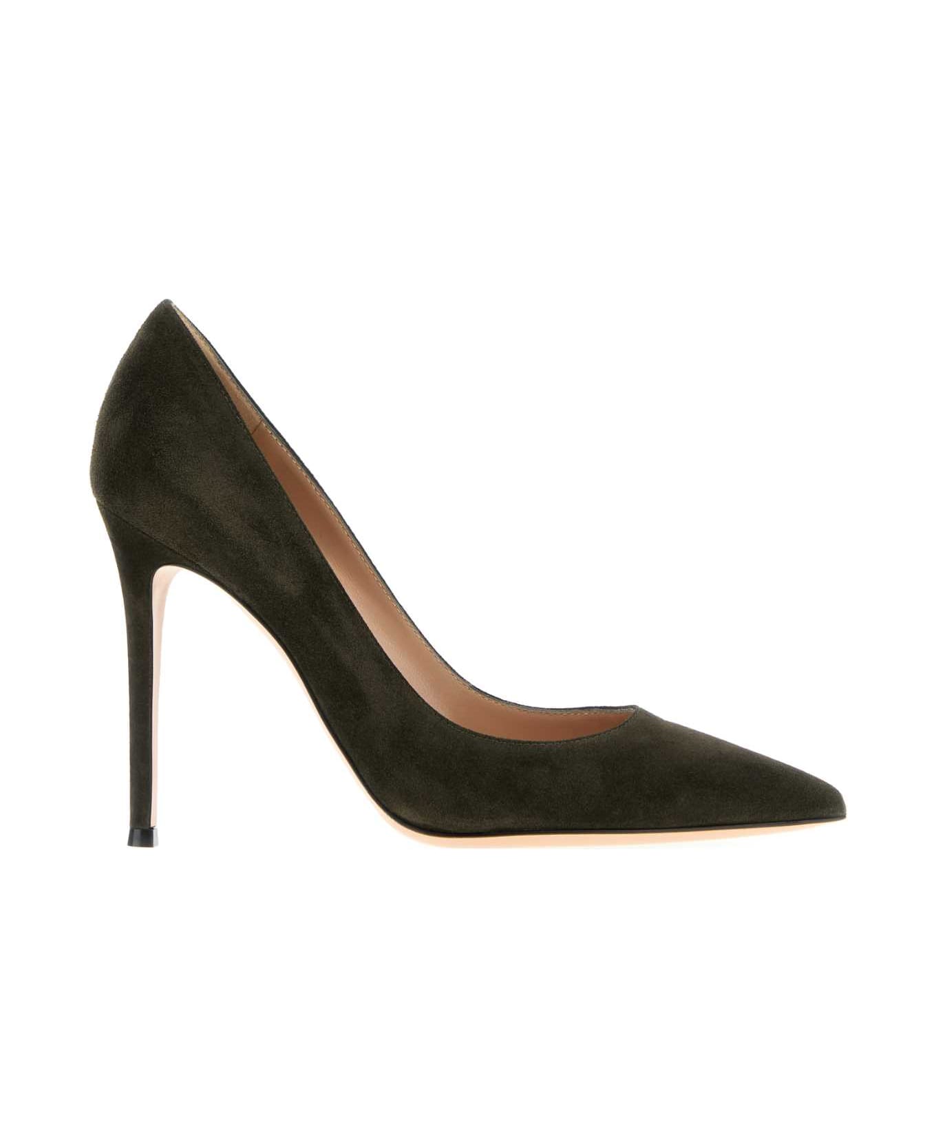Gianvito Rossi Bottle Green Suede Pumps - DARKGREEN