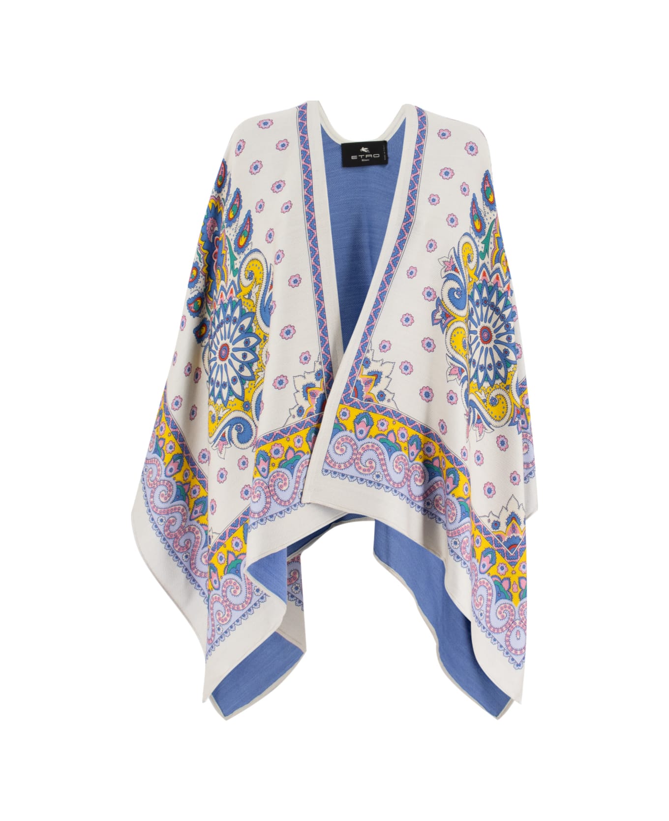 Etro Wool Poncho - PRINT ON WHITE BASE