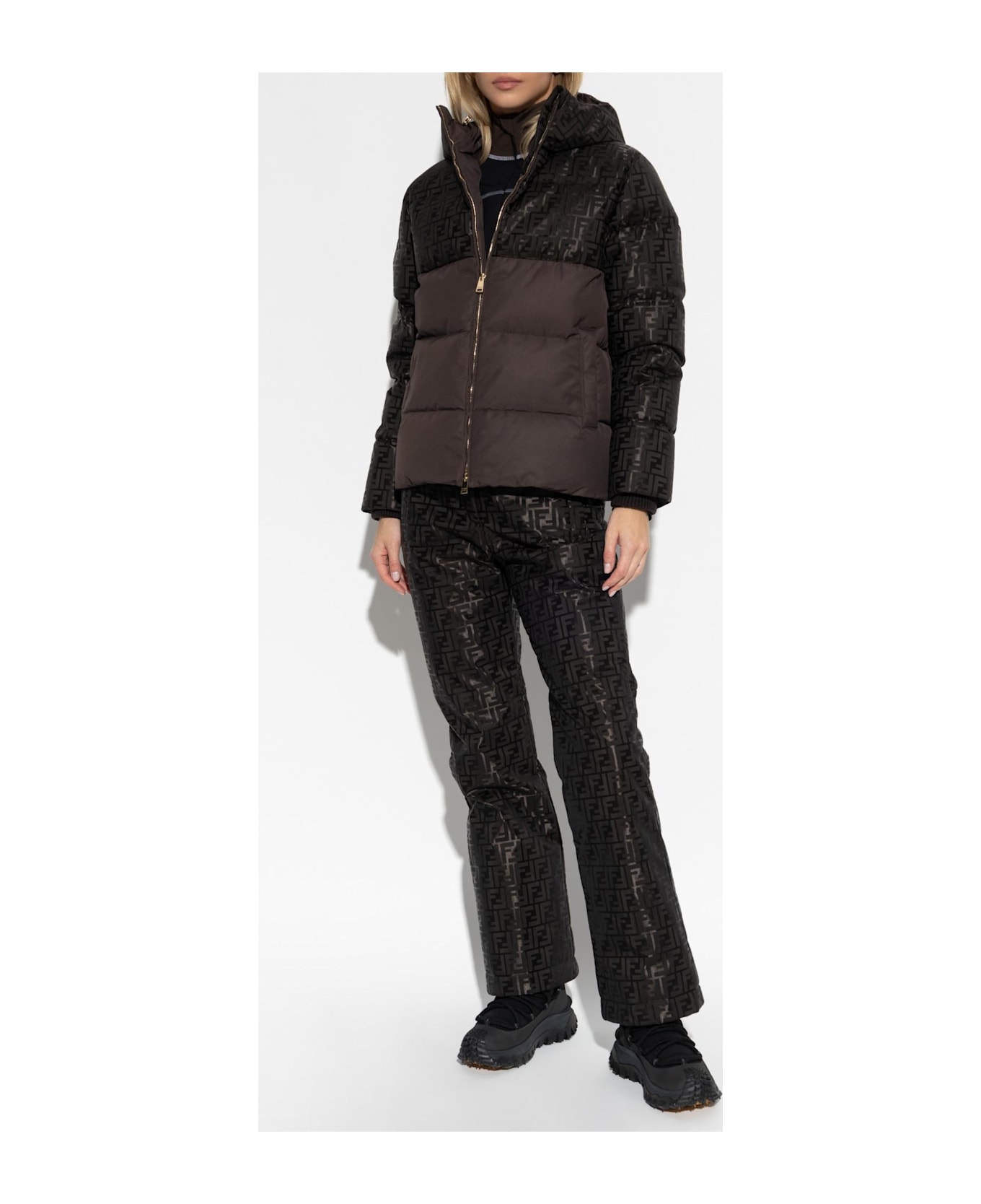 Fendi Down Jacket With Hood - H Dark Brown